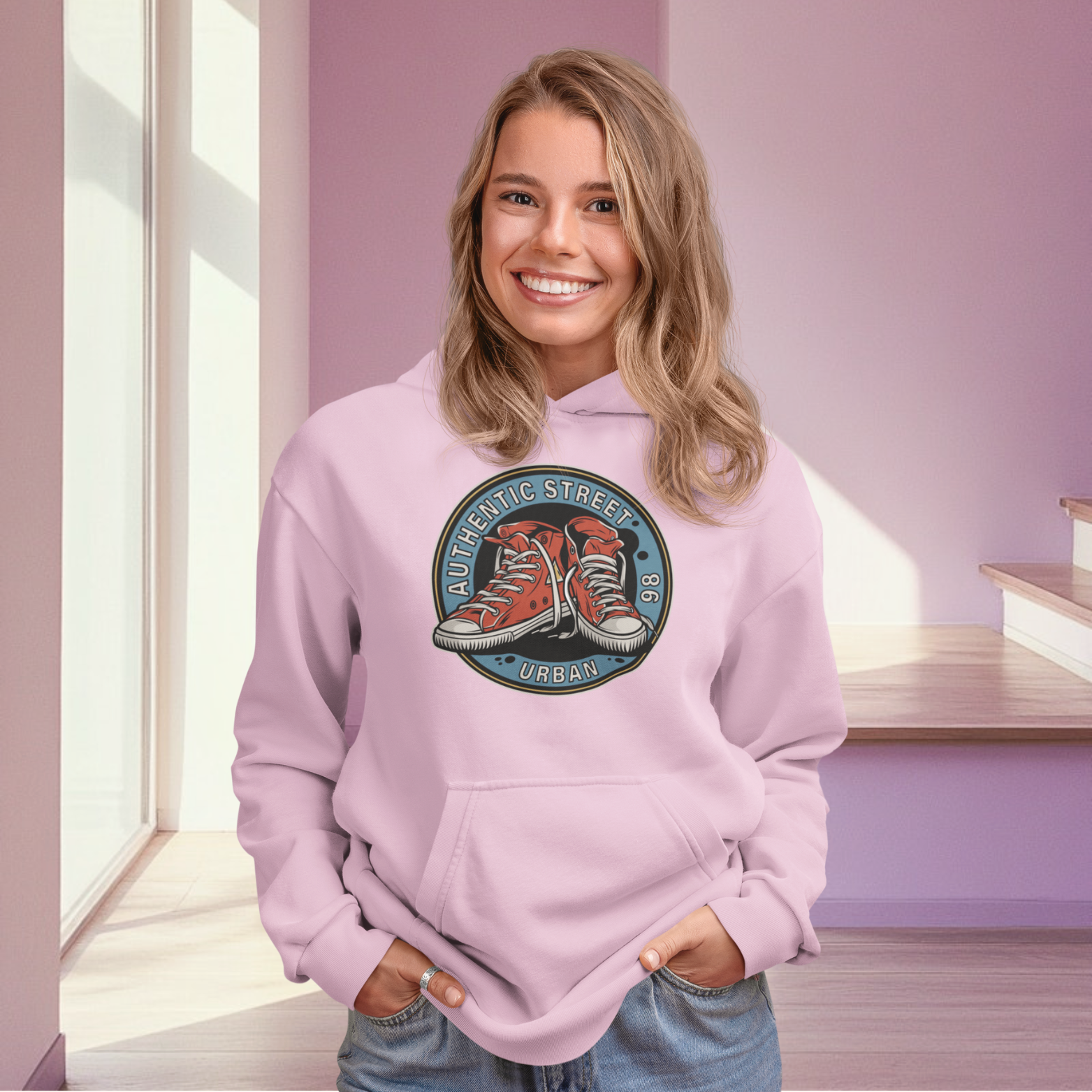 Women monogram graphic printed classic fit streetwear Hoodie