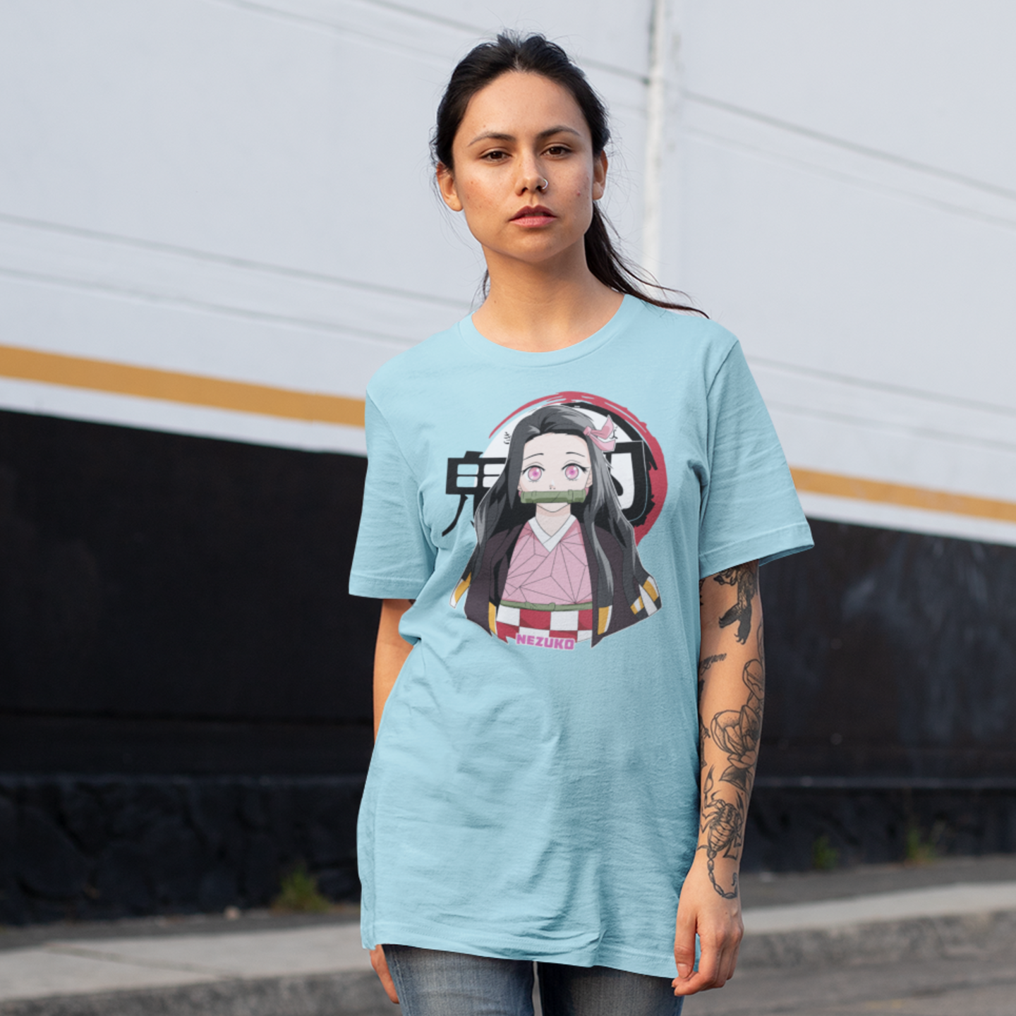 Women Nezuko kamado demon slayer graphic printed oversized Tee