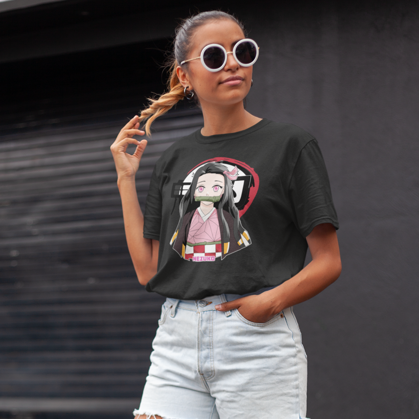 Women Nezuko kamado demon slayer graphic printed oversized Tee