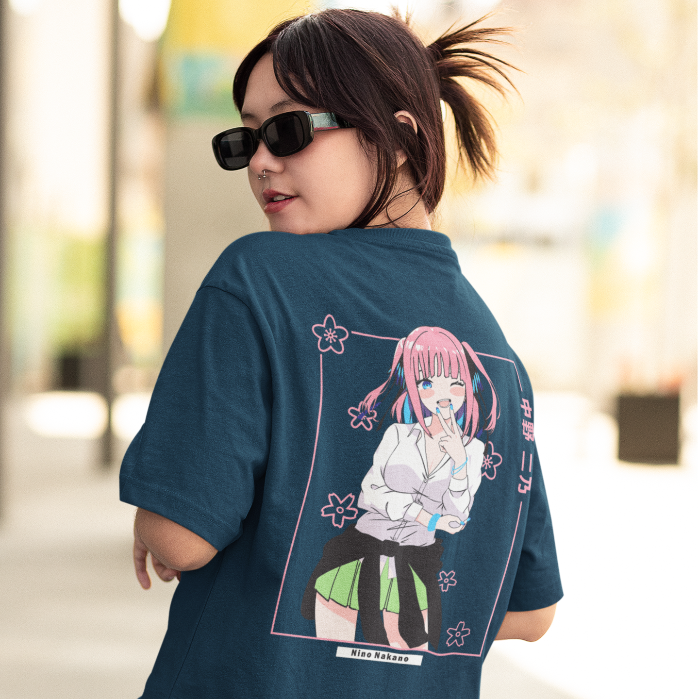 Women Nino nakano anime back printed oversized tee