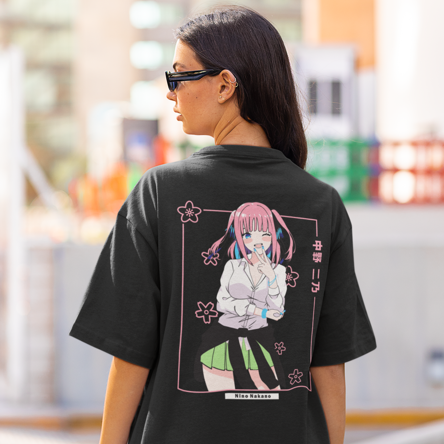 Women Nino nakano anime back printed oversized tee