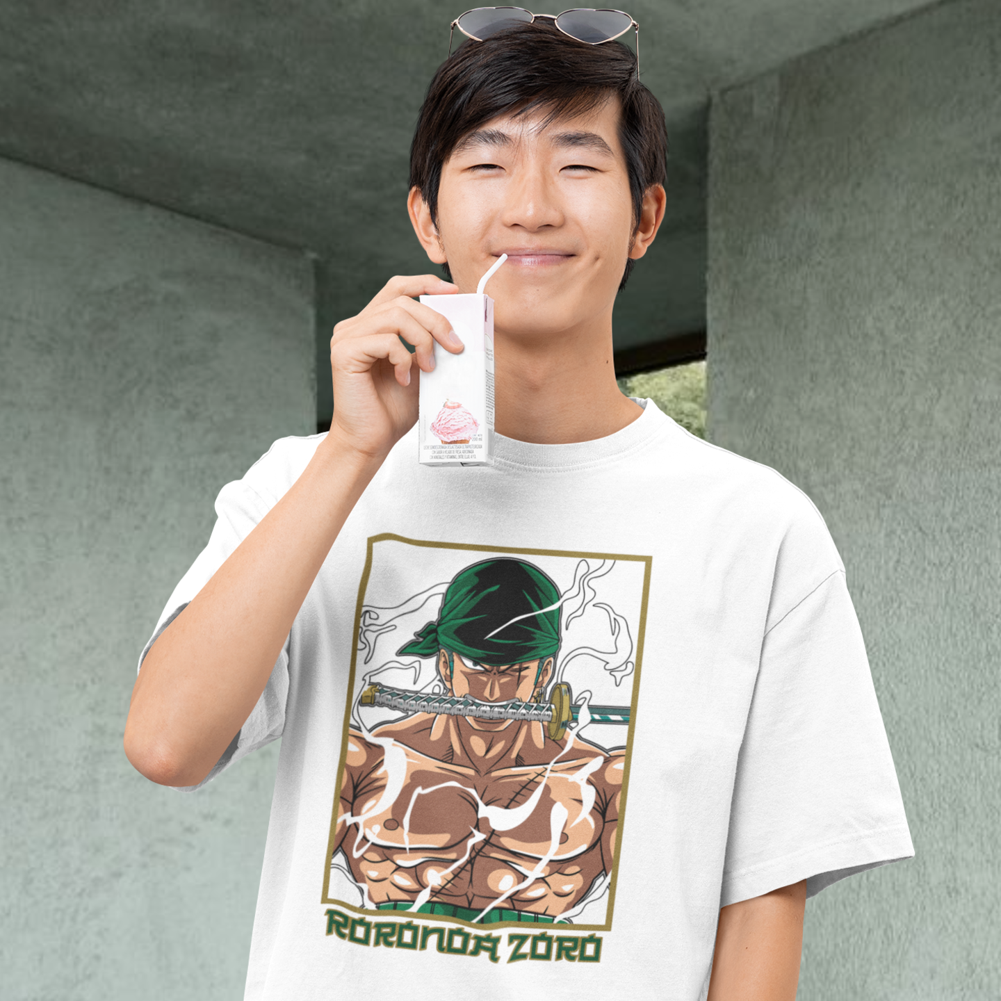 Men Roronoa zoro Graphic printed oversized Tee