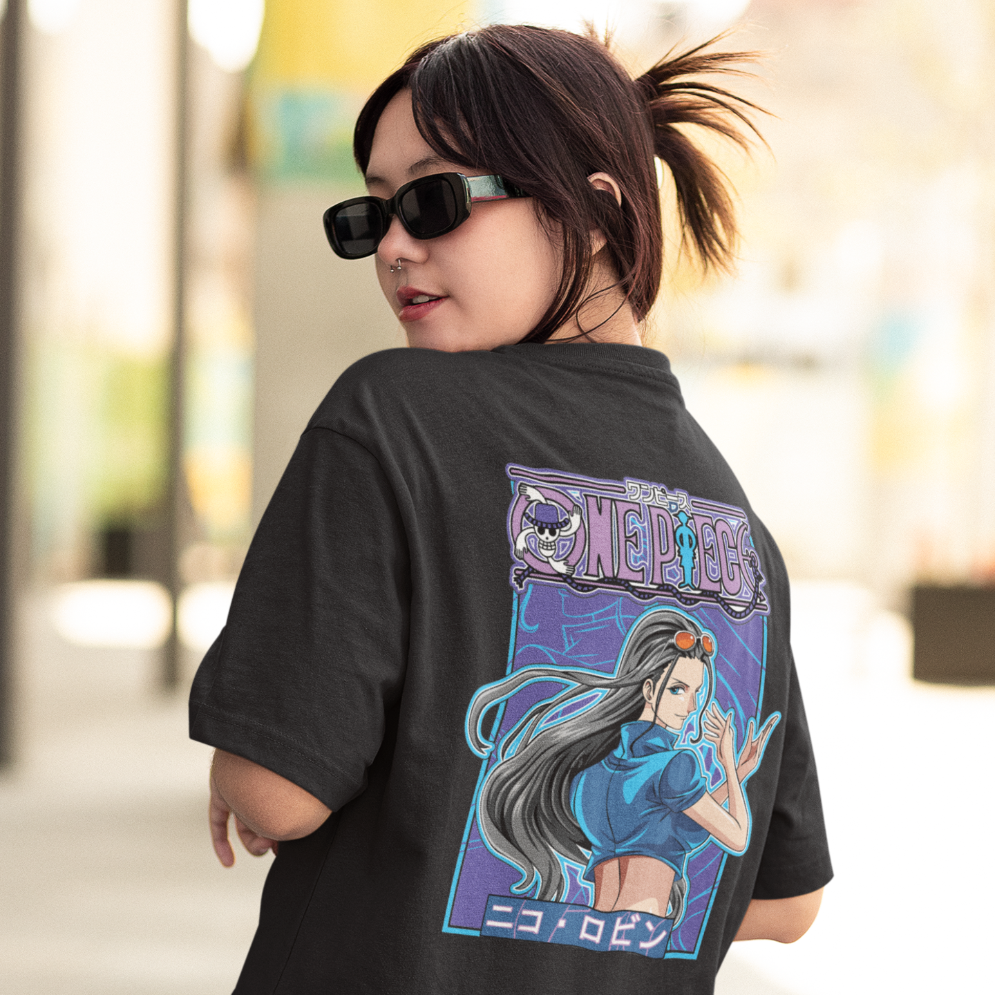 Women Nico robin graphic back printed oversized Tee