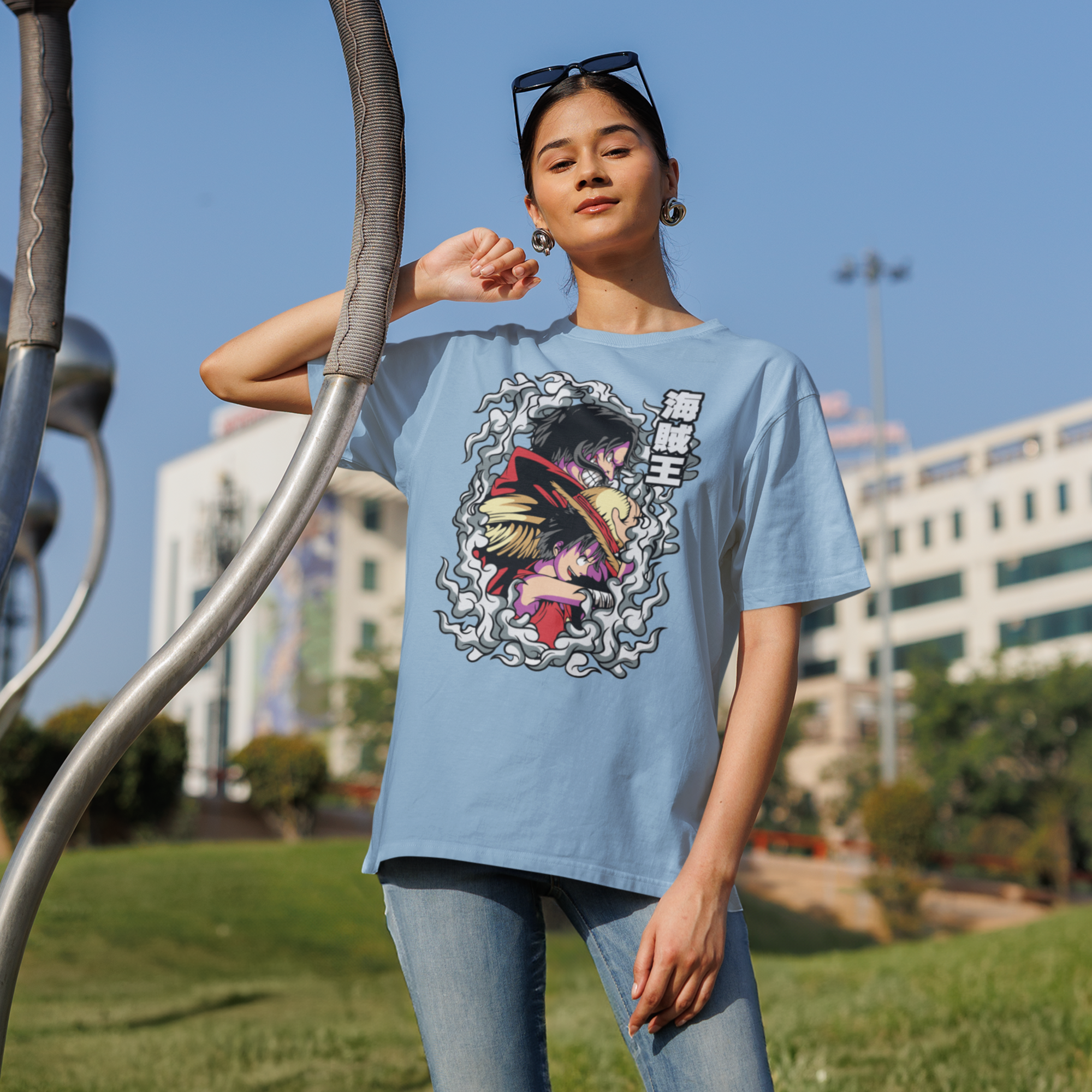 Women Monkey ''D luffy onepeace graphic printed oversized Tee