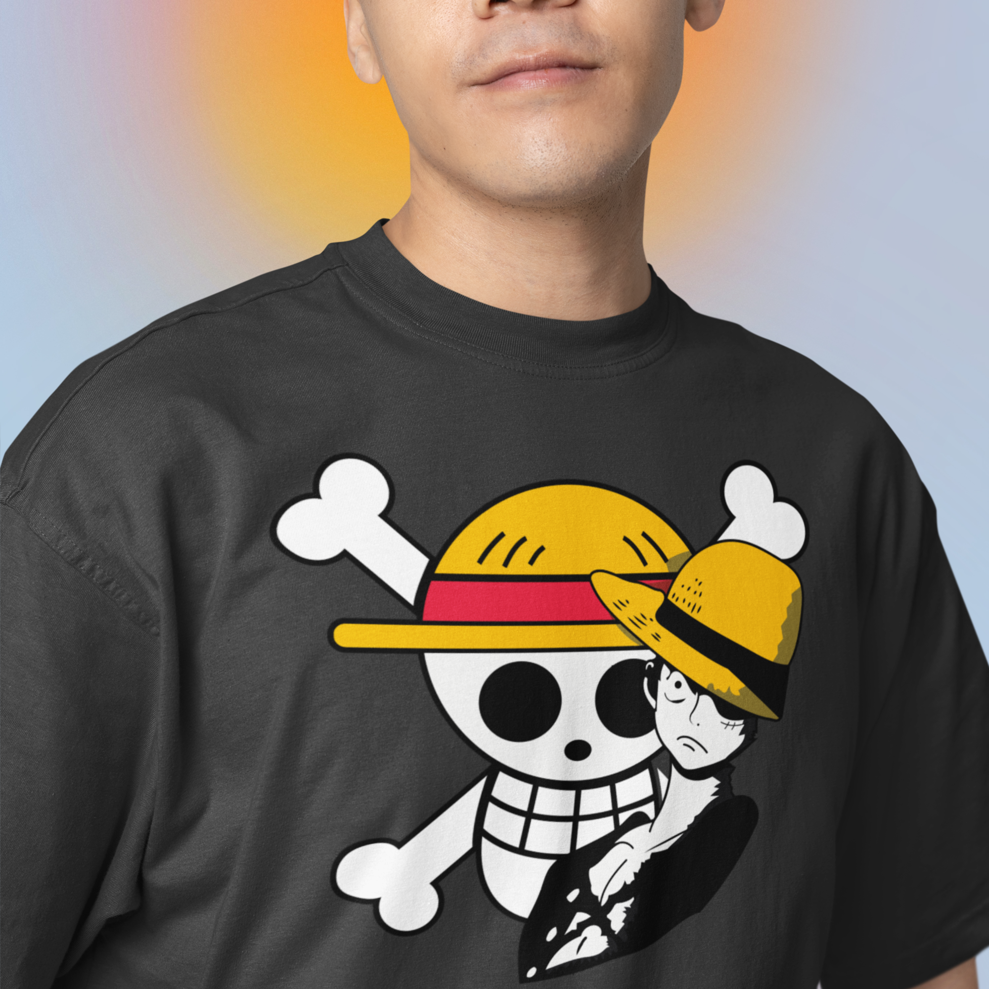 Men Monkey D-luffy graphic printed oversized Tee