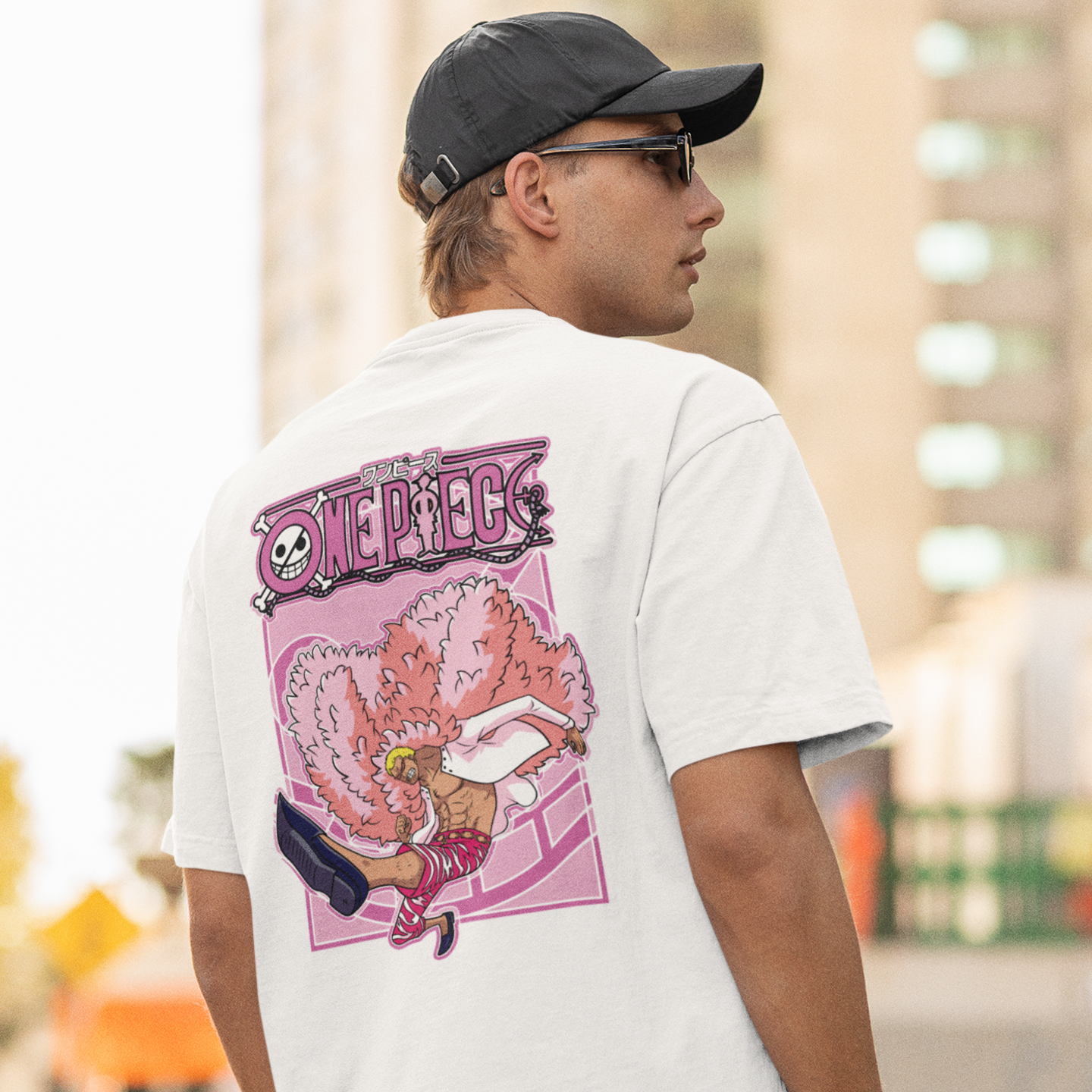 Men Donquixote king Doflamingo Graphic back printed oversized Tee.