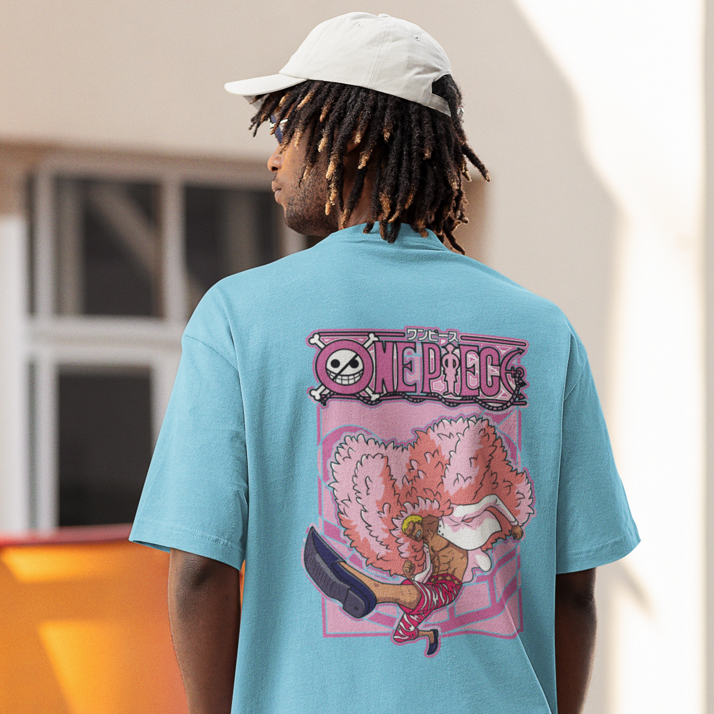 Men Donquixote king Doflamingo Graphic back printed oversized Tee.