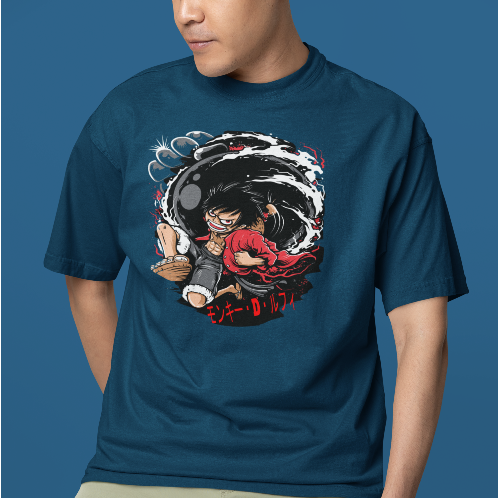 Men monkey d-luffy graphic printed oversized Tee