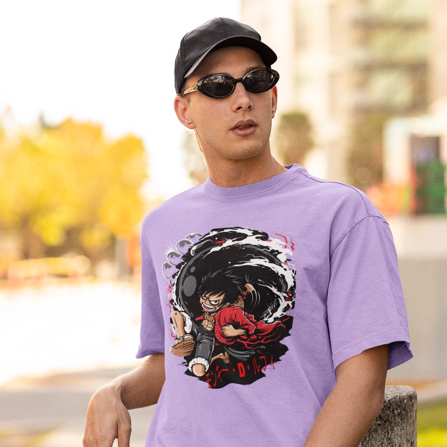 Men monkey d-luffy graphic printed oversized Tee