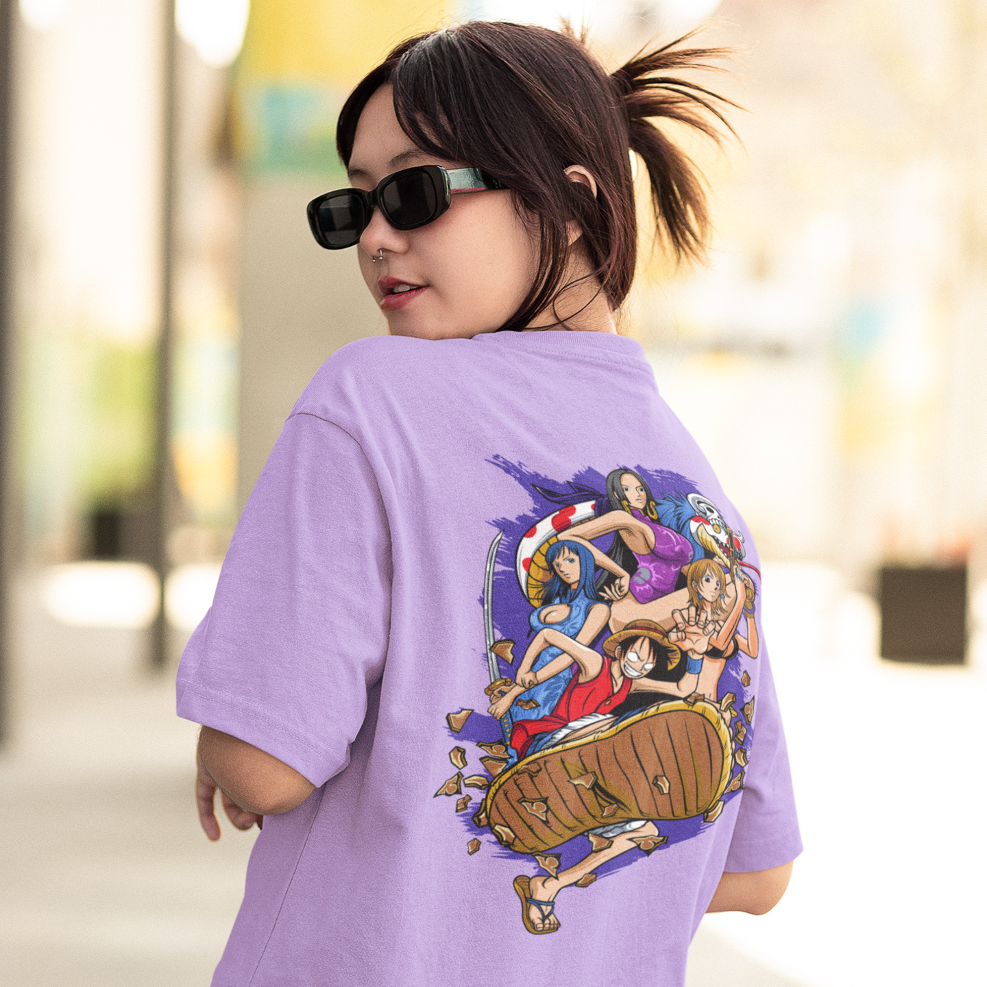Women Pirate crew, luffy, Nami, robin, boa graphic back printed oversized tee
