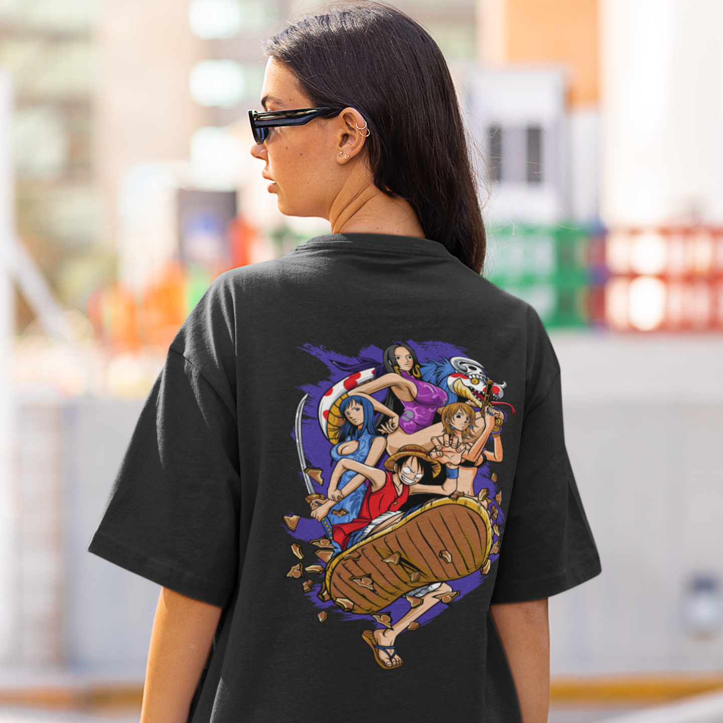 Women Pirate crew, luffy, Nami, robin, boa graphic back printed oversized tee