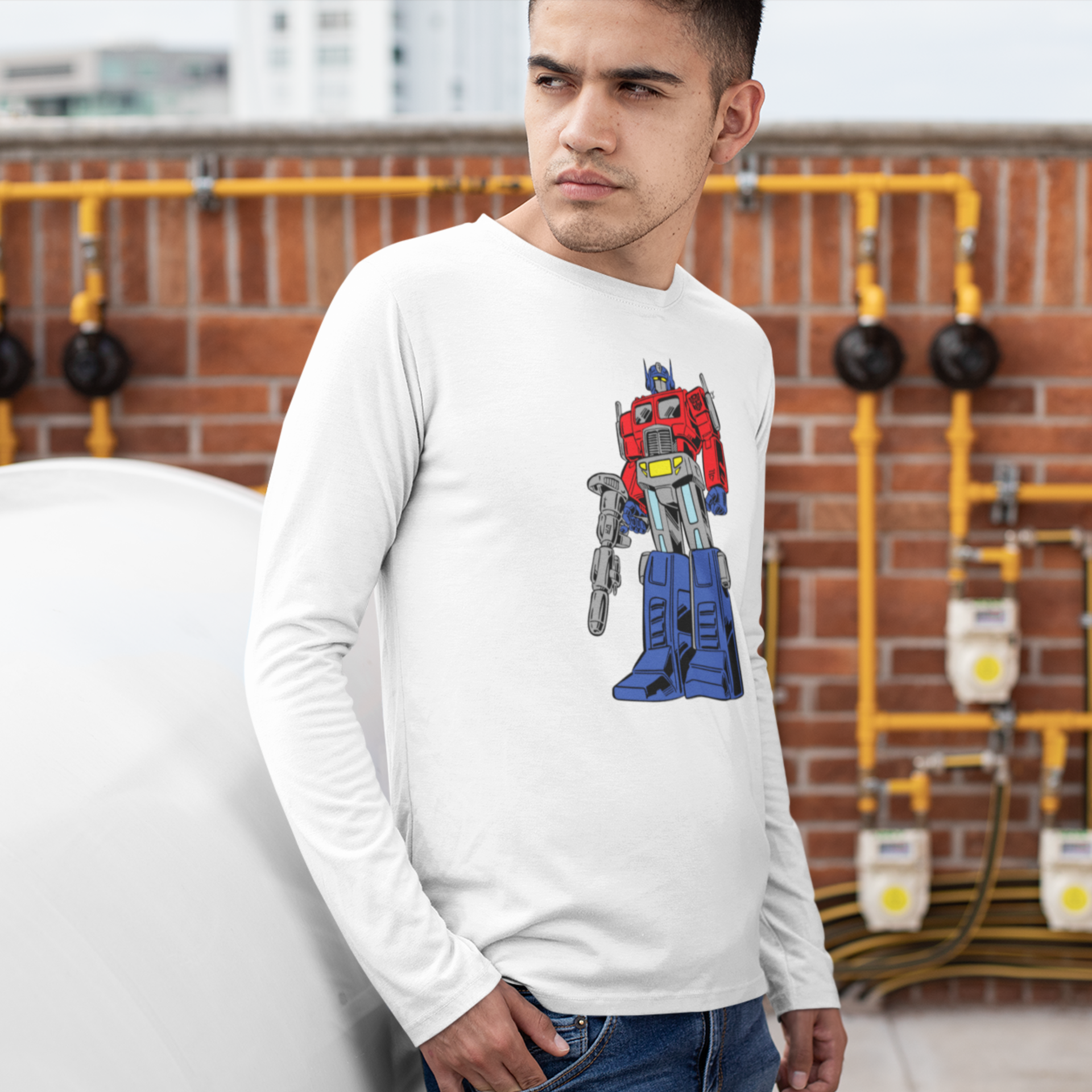 Men Optimus prime graphic printed full sleeve T-Shirt