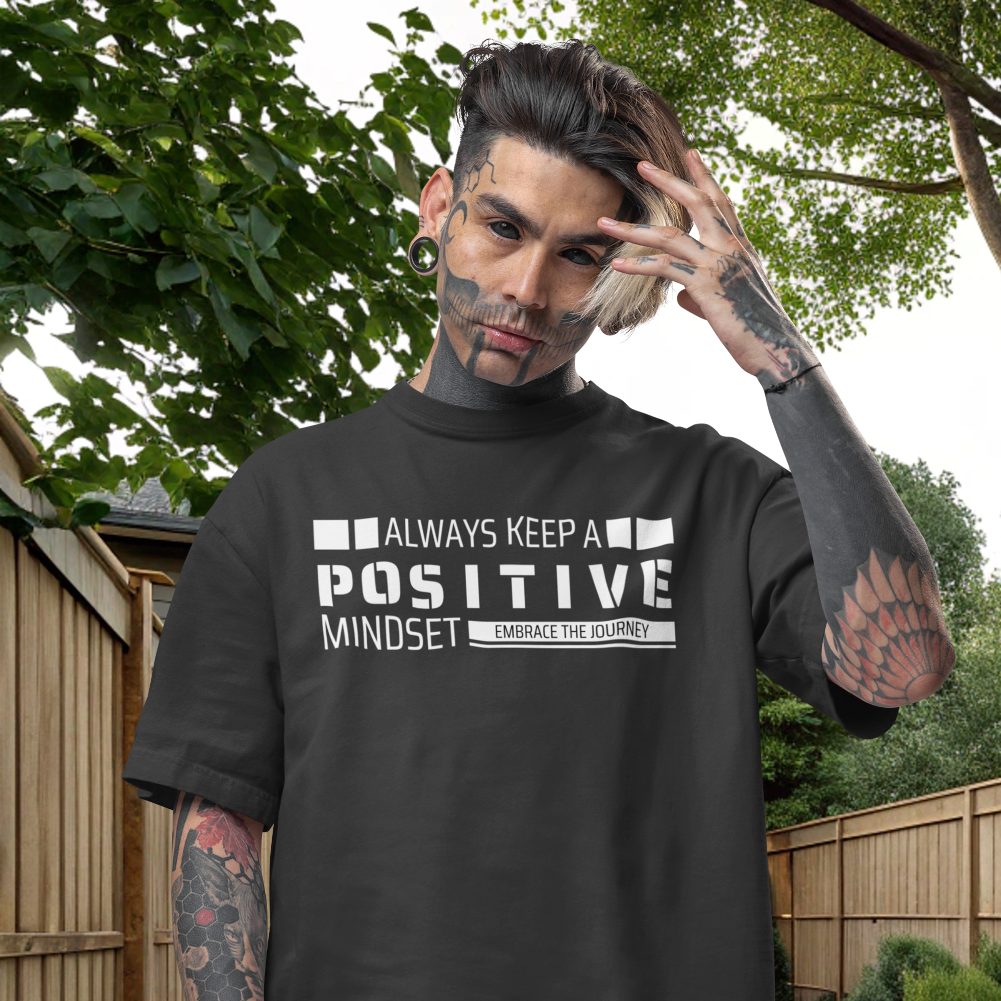 Men motivational text special half sleeve round neck oversized T-shirt