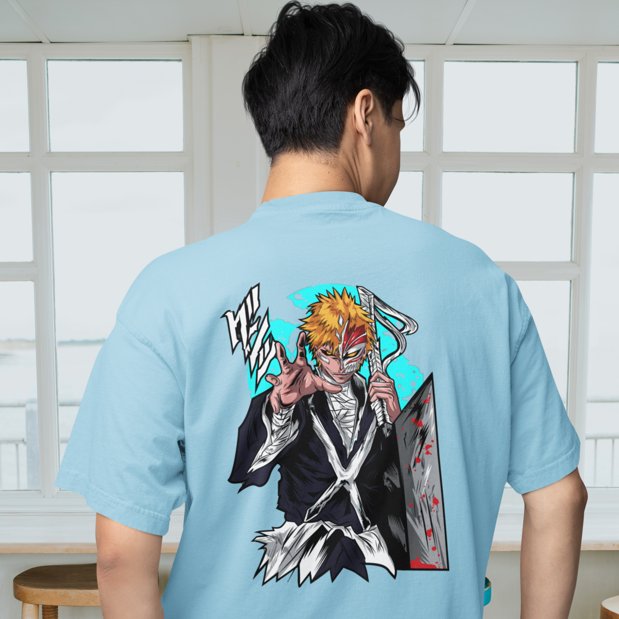 Men Rukia kuchiki graphic back printed oversized Tee