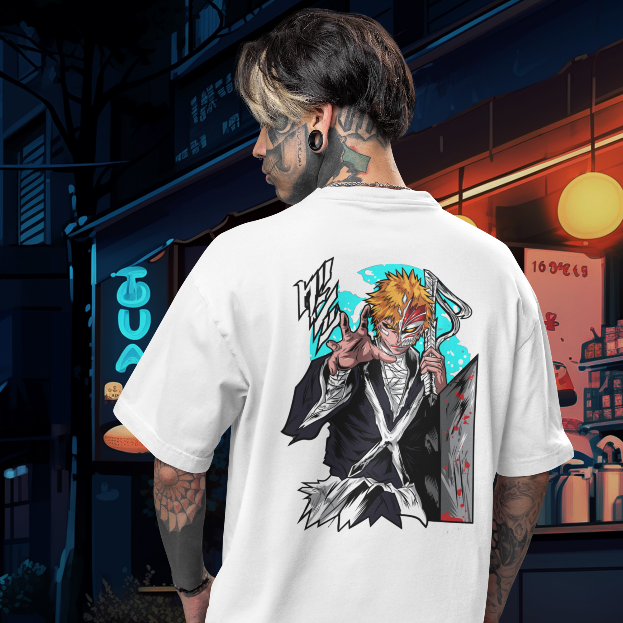 Men Rukia kuchiki graphic back printed oversized Tee