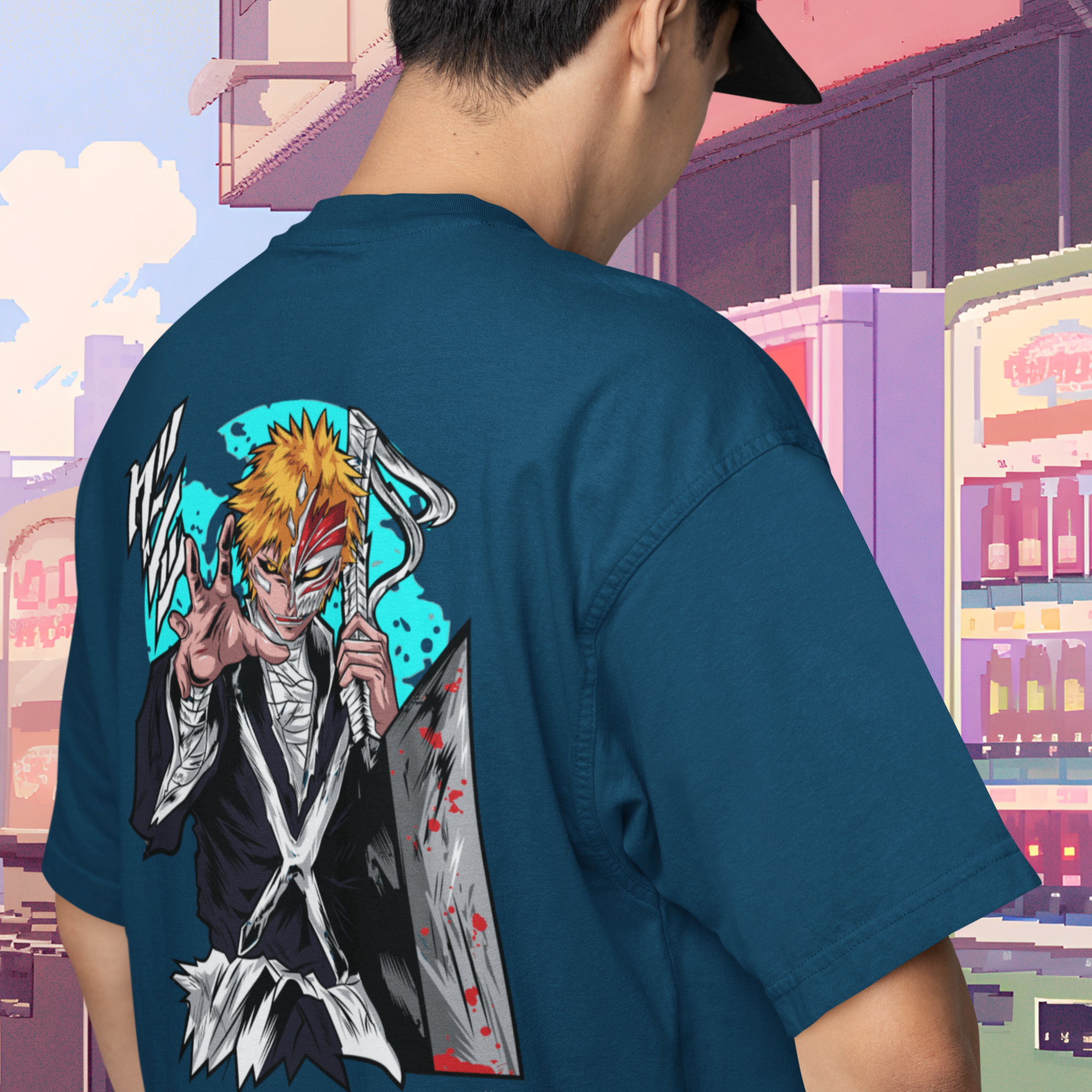 Men Rukia kuchiki graphic back printed oversized Tee