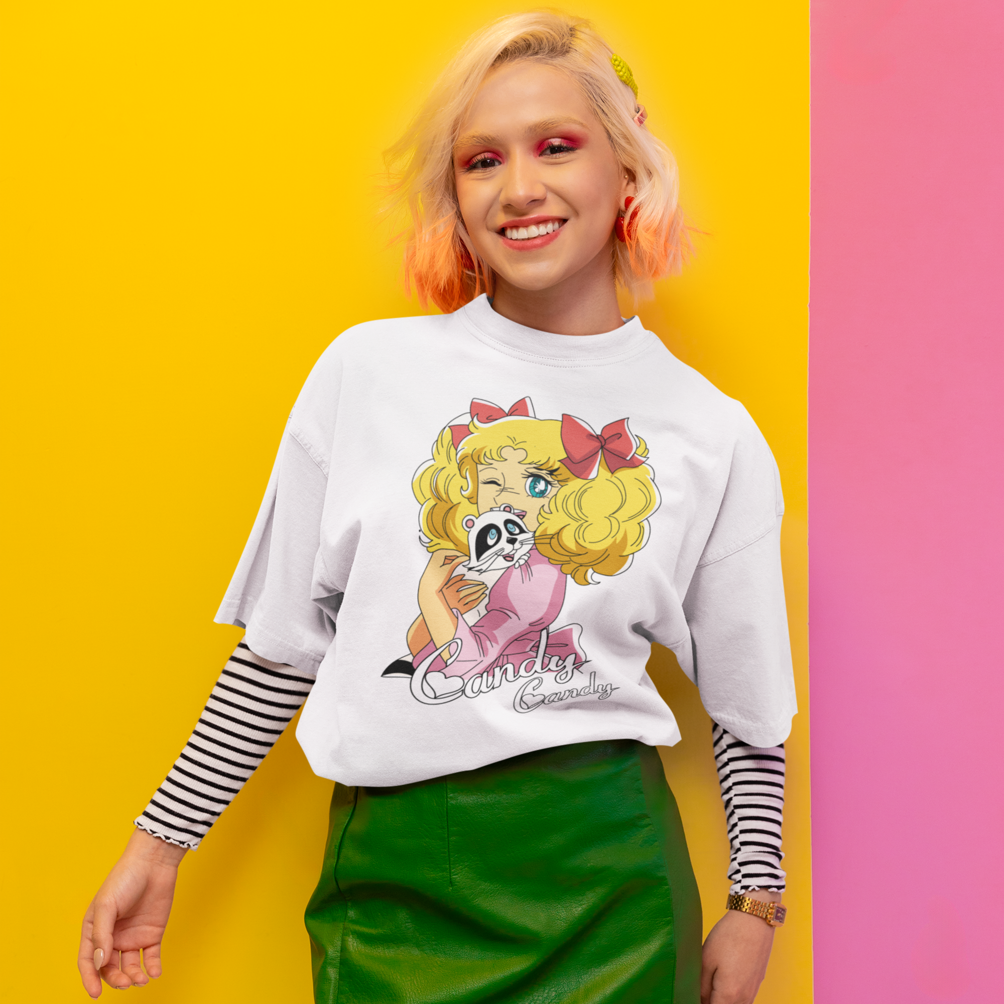 Women Candy Candy manga series graphic printed oversized Tee