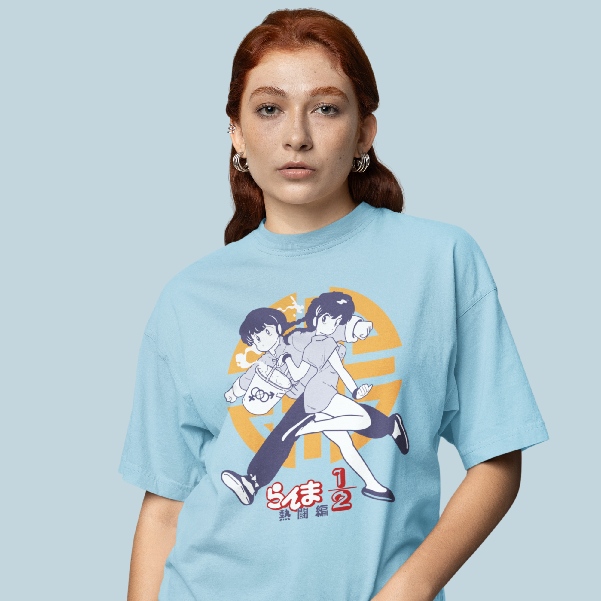 Women Ranma Manga series graphic printed oversized Tee