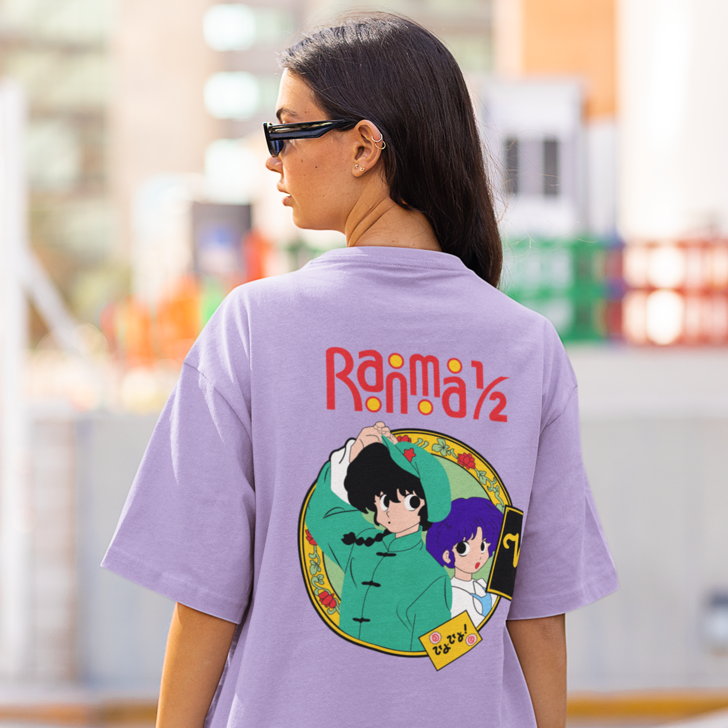 Women Ranma & Akane Graphic back printed oversized Tee