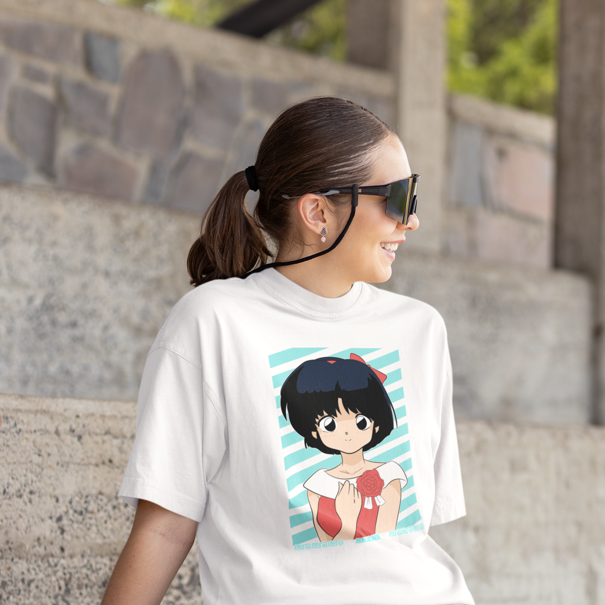 Women Akane tendo Graphic printed oversized Tee