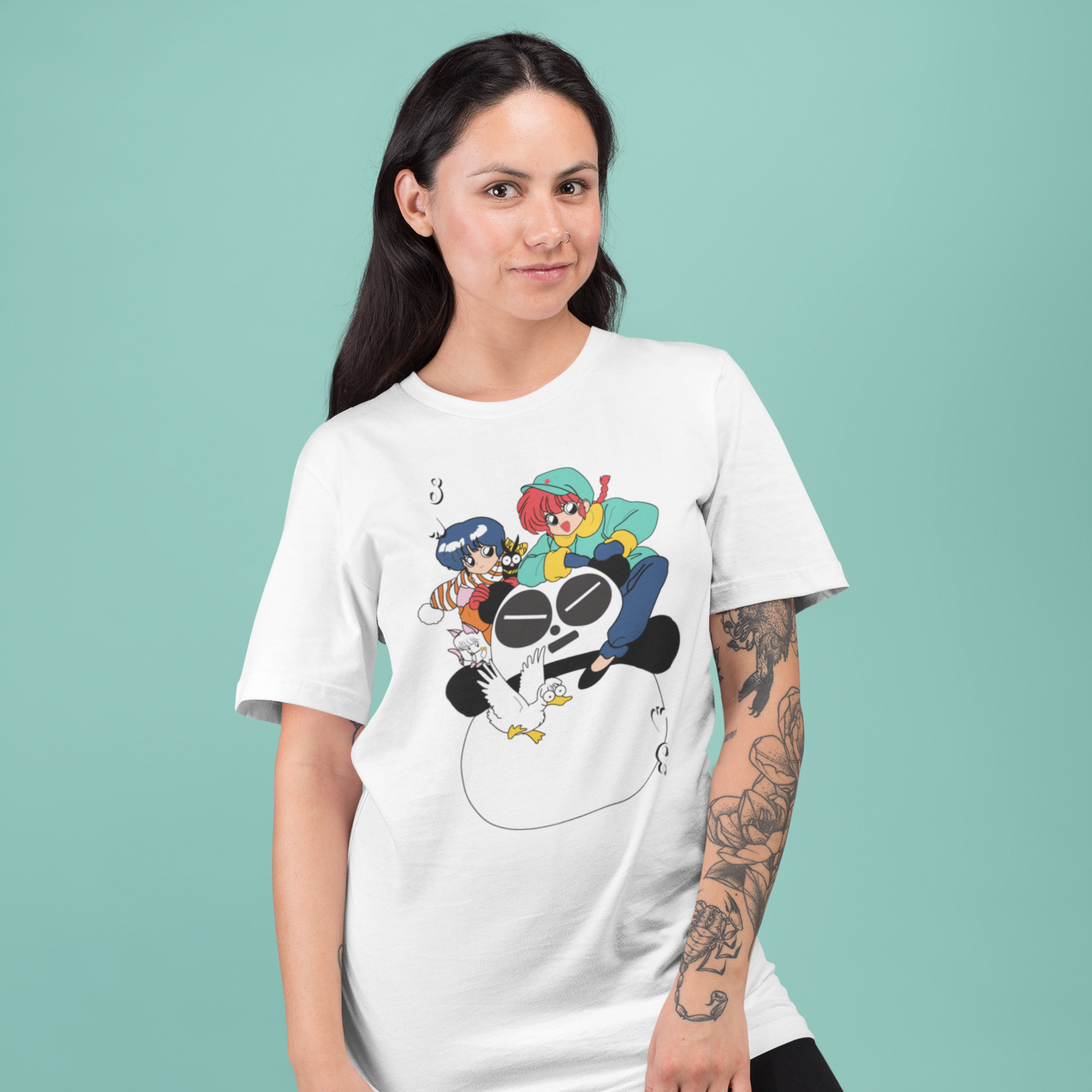 Women Ranma manga series graphic printed oversized Tee