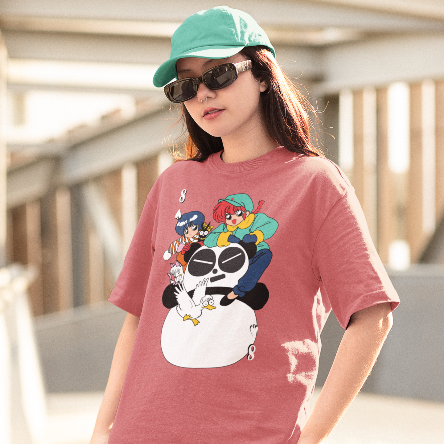 Women Ranma manga series graphic printed oversized Tee