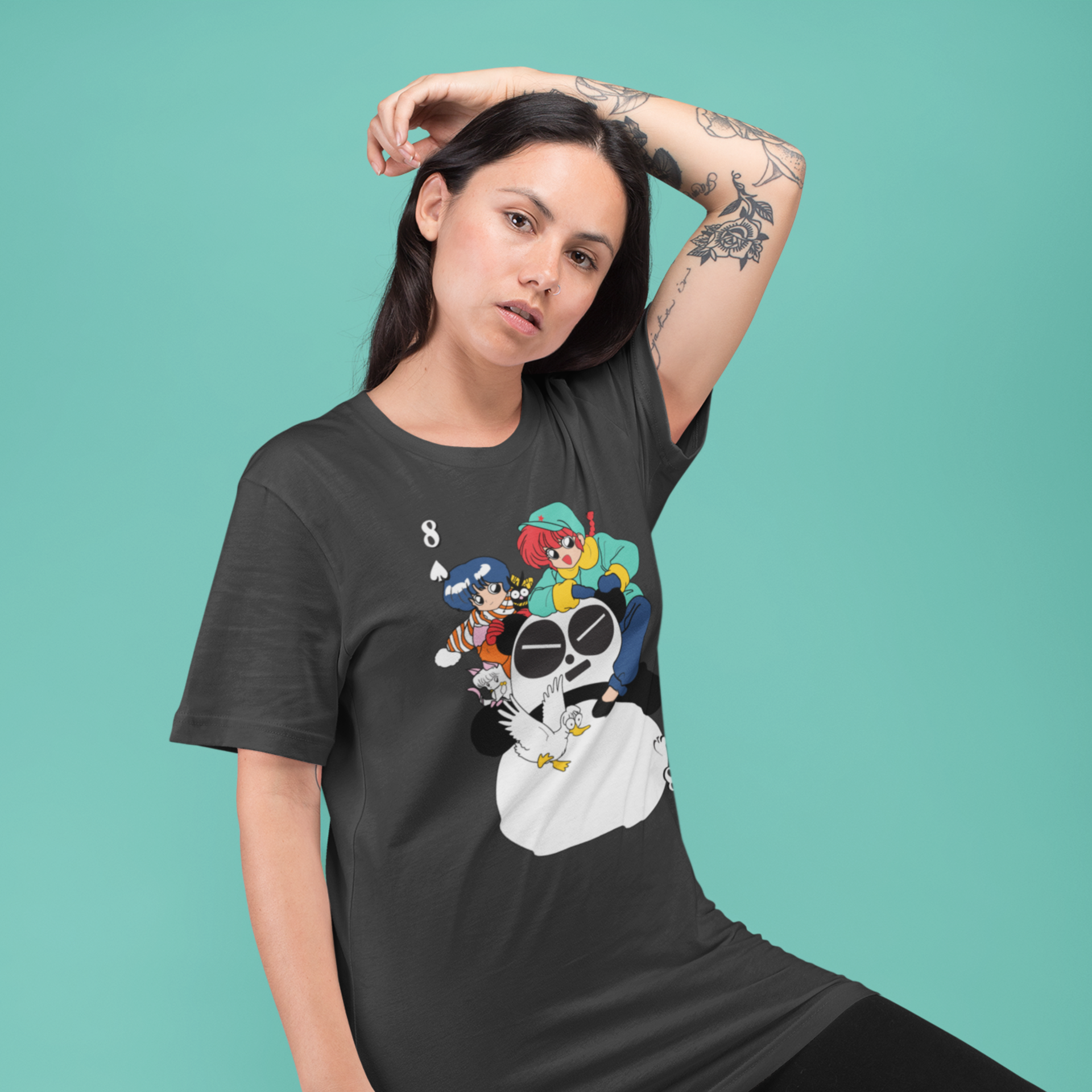 Women Ranma manga series graphic printed oversized Tee