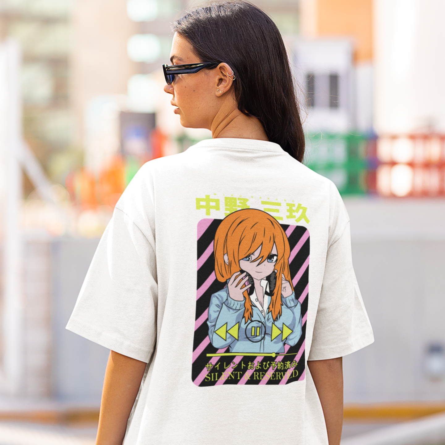 Women Miku Nakano graphic back printed oversized Tee