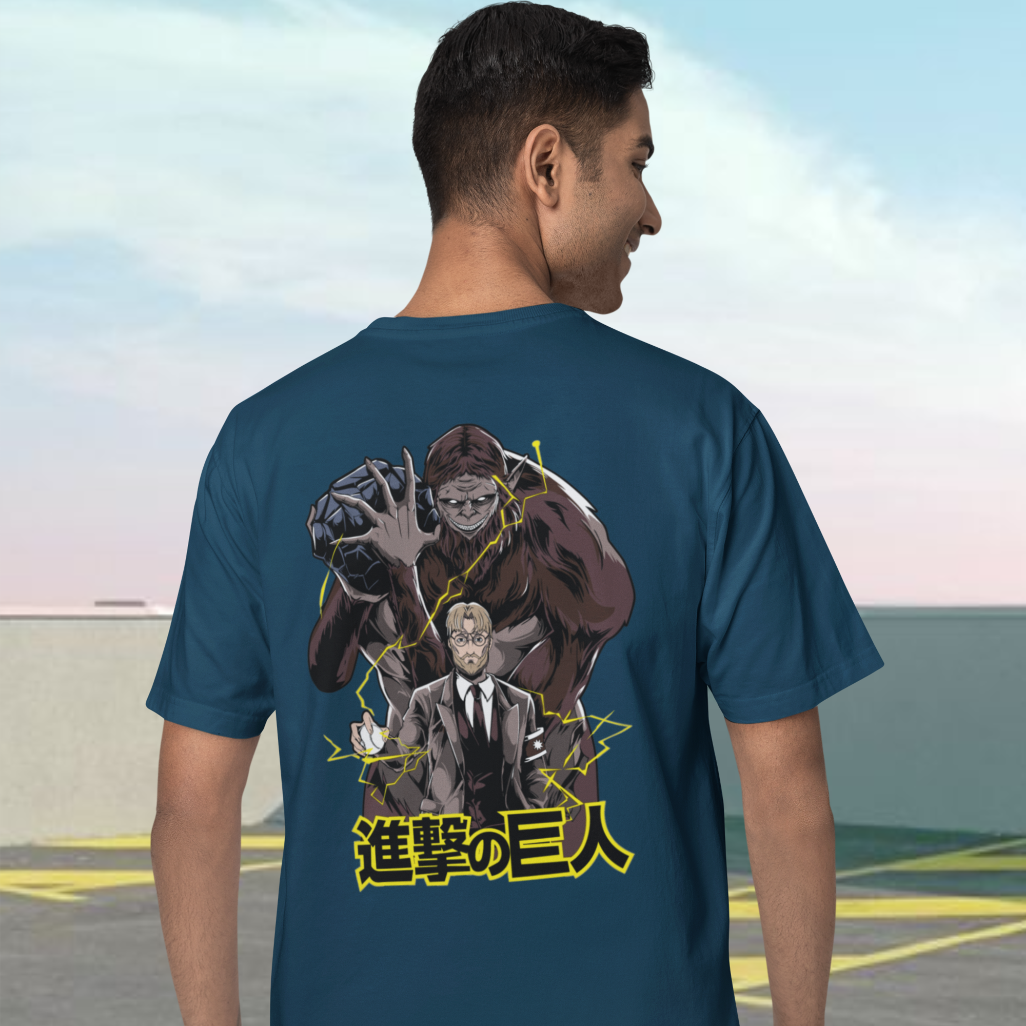 Men Attack on titan graphic back printed oversized Tee