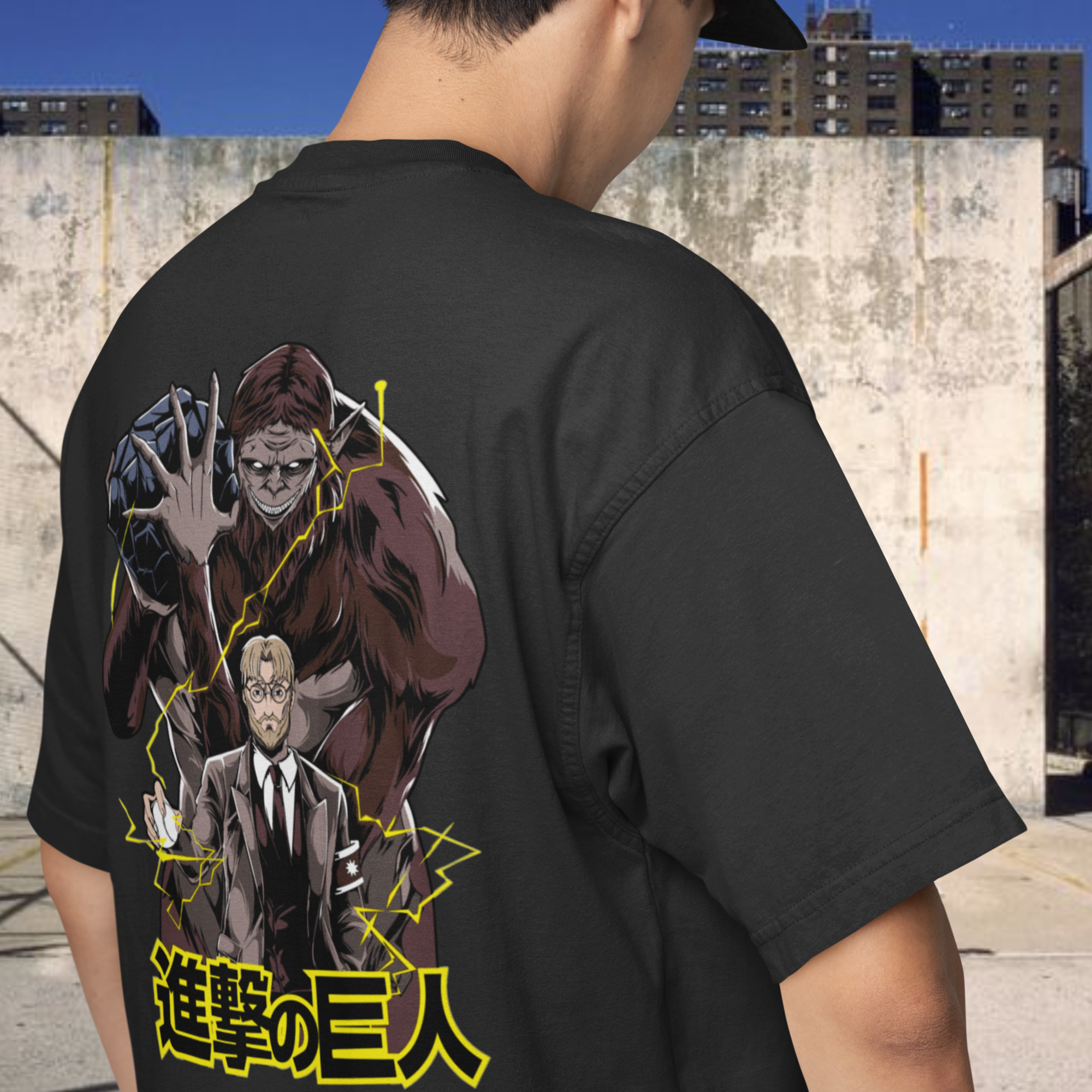 Men Attack on titan graphic back printed oversized Tee