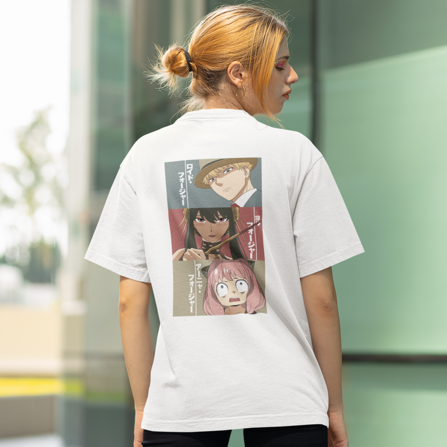 Women Spy-x family graphic back printed oversized Tee