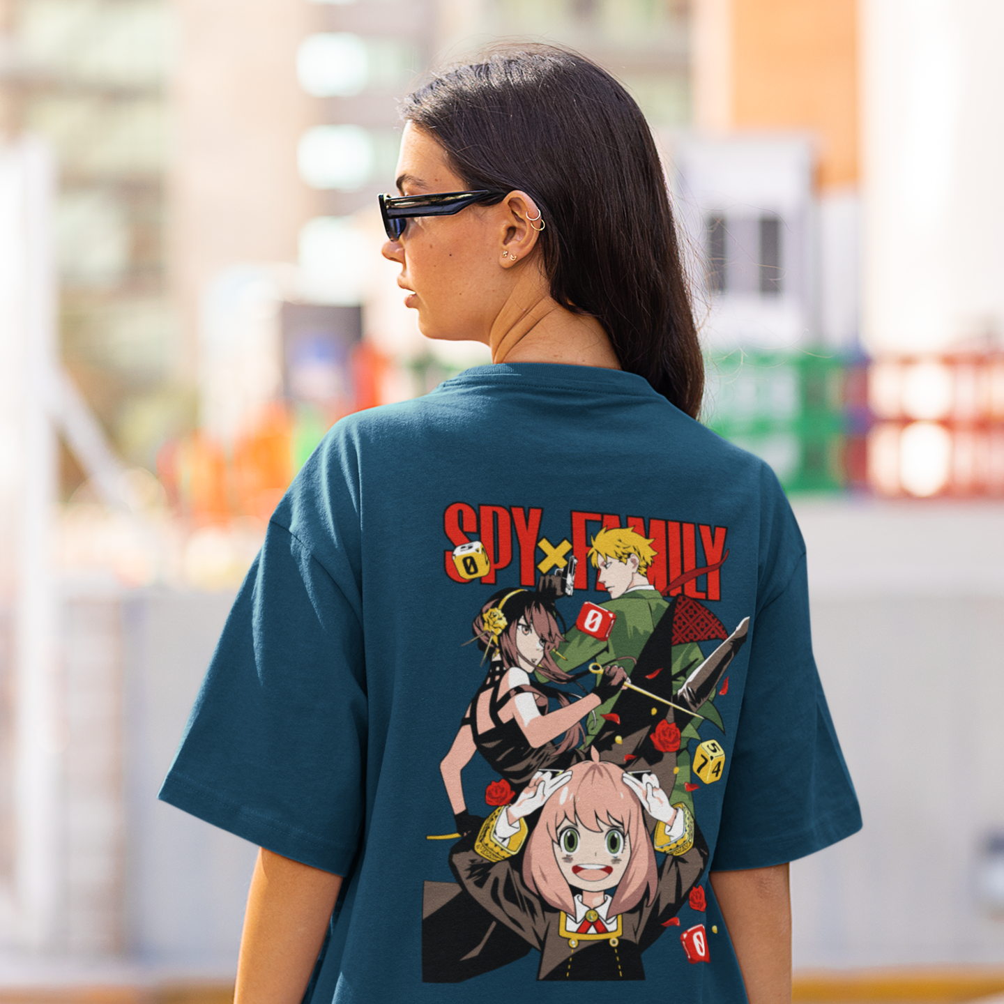 Women spy-x family graphic back printed oversized Tee