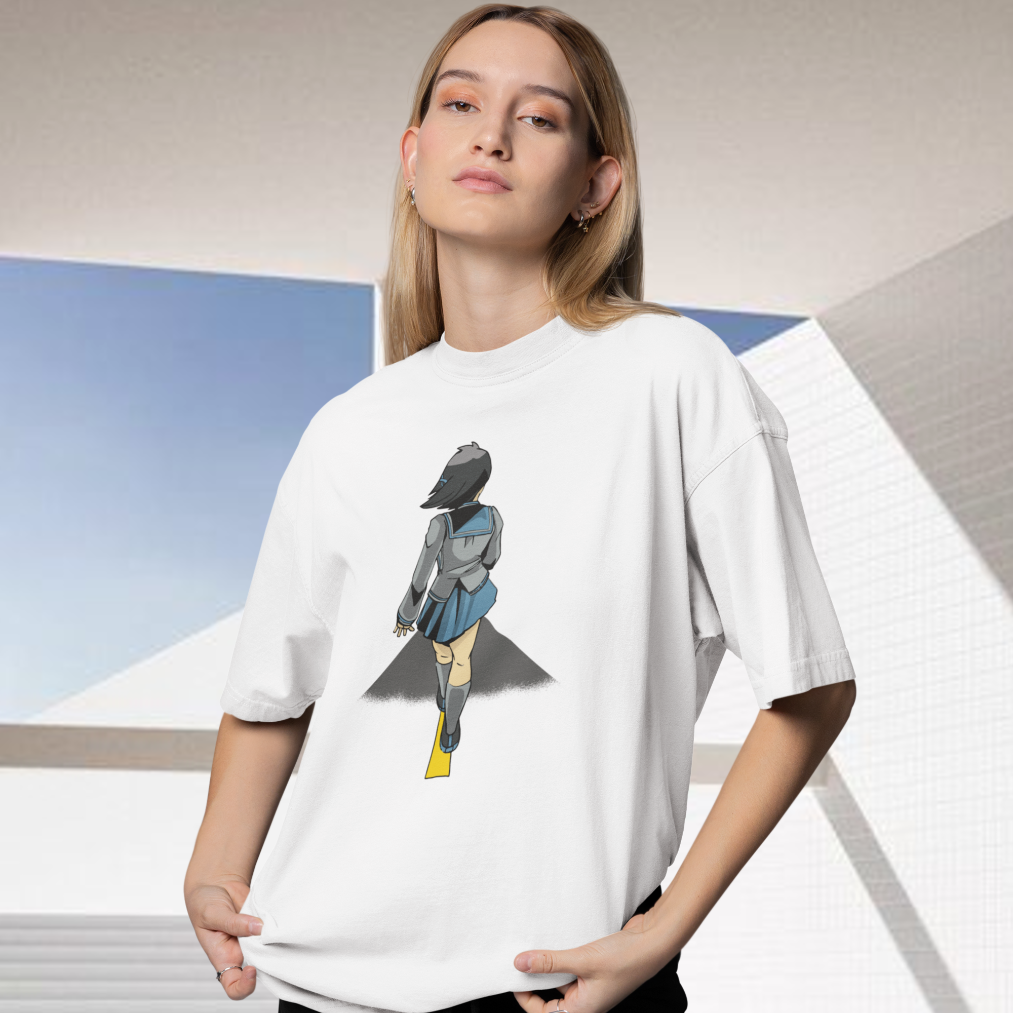 Women Akiho senomiya graphic printed oversized Tee