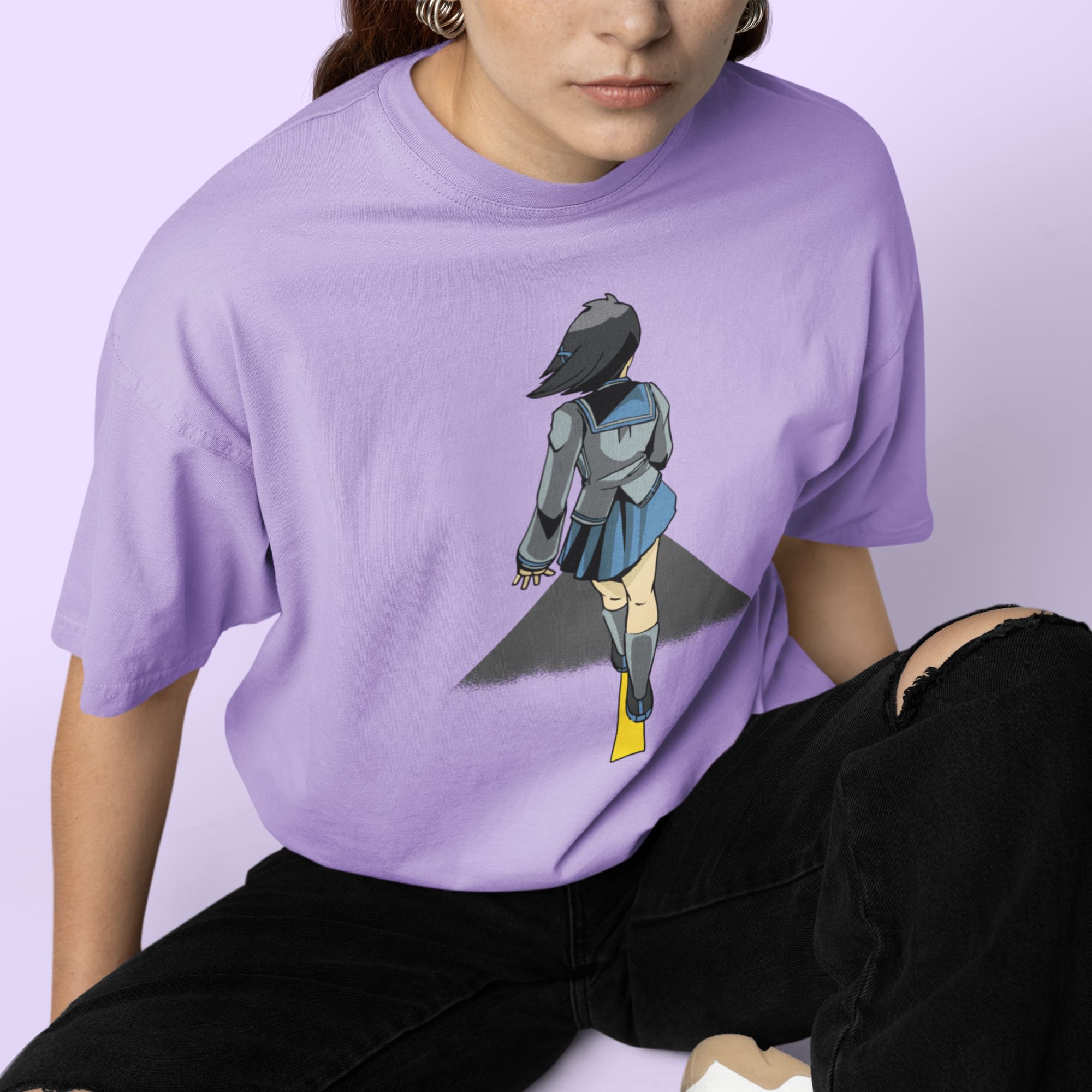 Women Akiho senomiya graphic printed oversized Tee