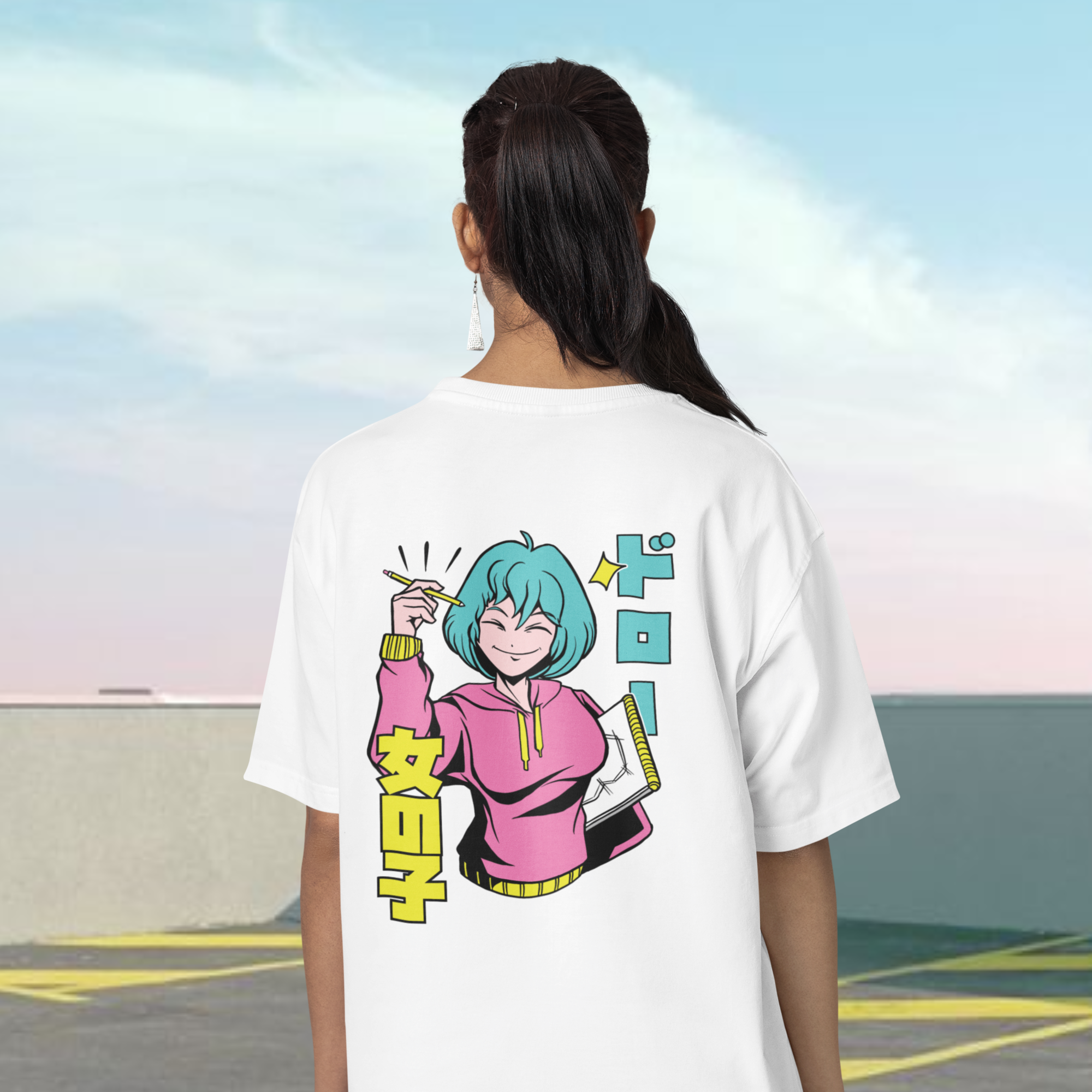 Women Haikyuu graphic back printed oversized Tee