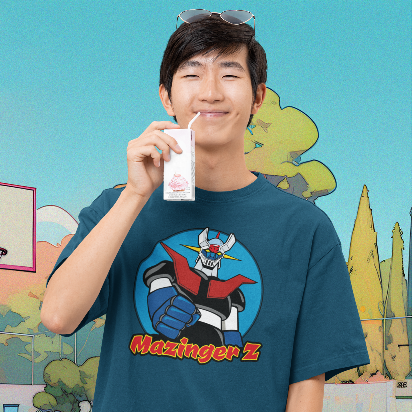 Men Mazinger''z Retro graphic printed oversized Tee