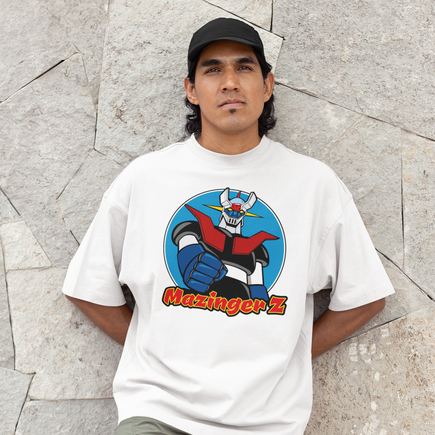 Men Mazinger''z Retro graphic printed oversized Tee