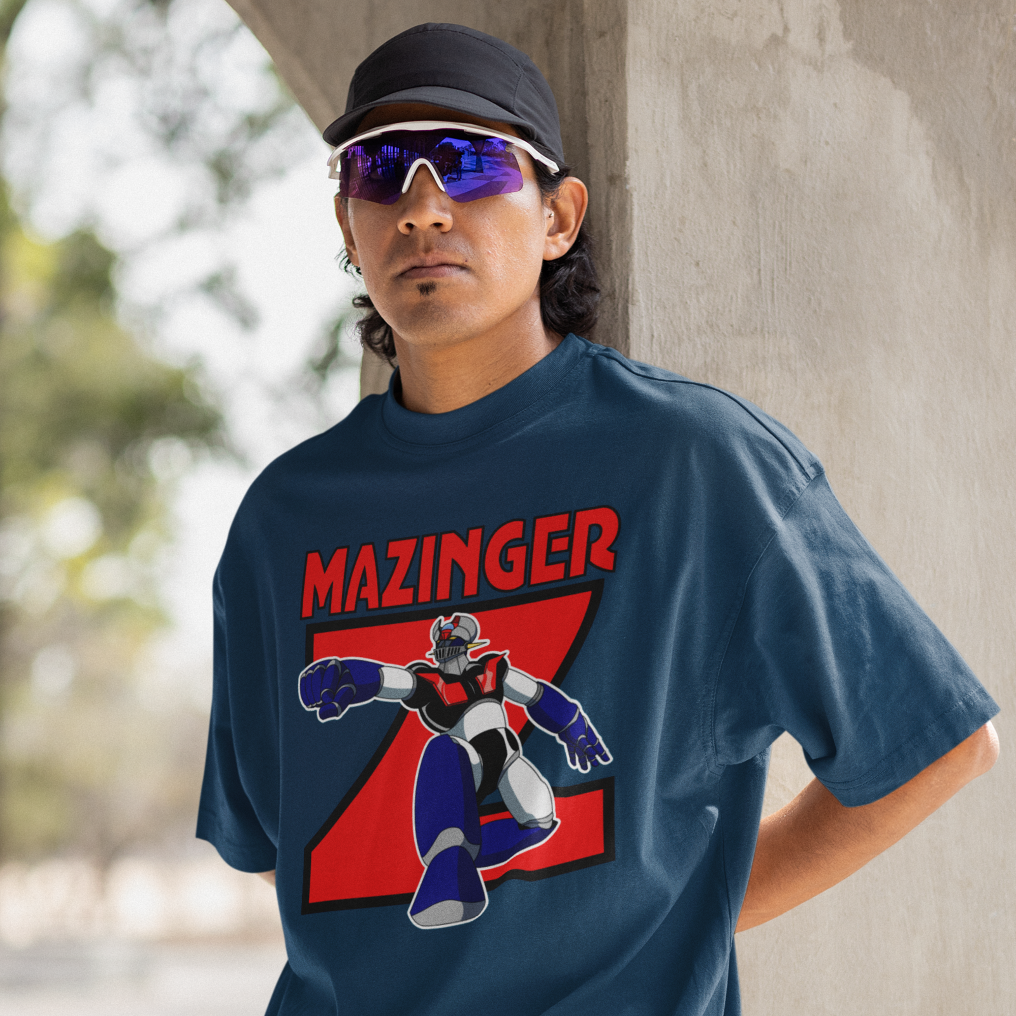 Men Mazinger graphic printed crew neck oversized Tee