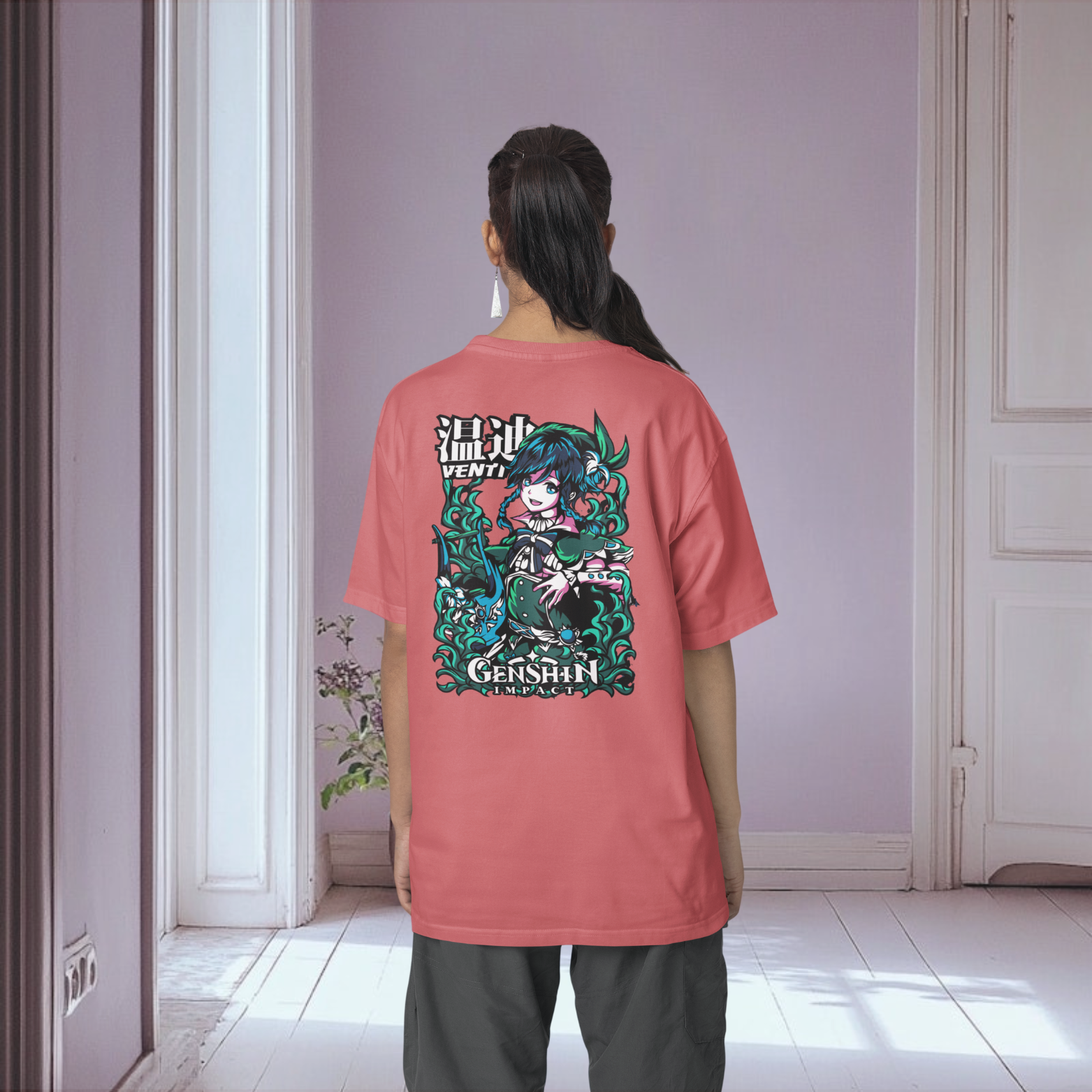 Women Venti-ex-transformed graphic back printed oversized Tee