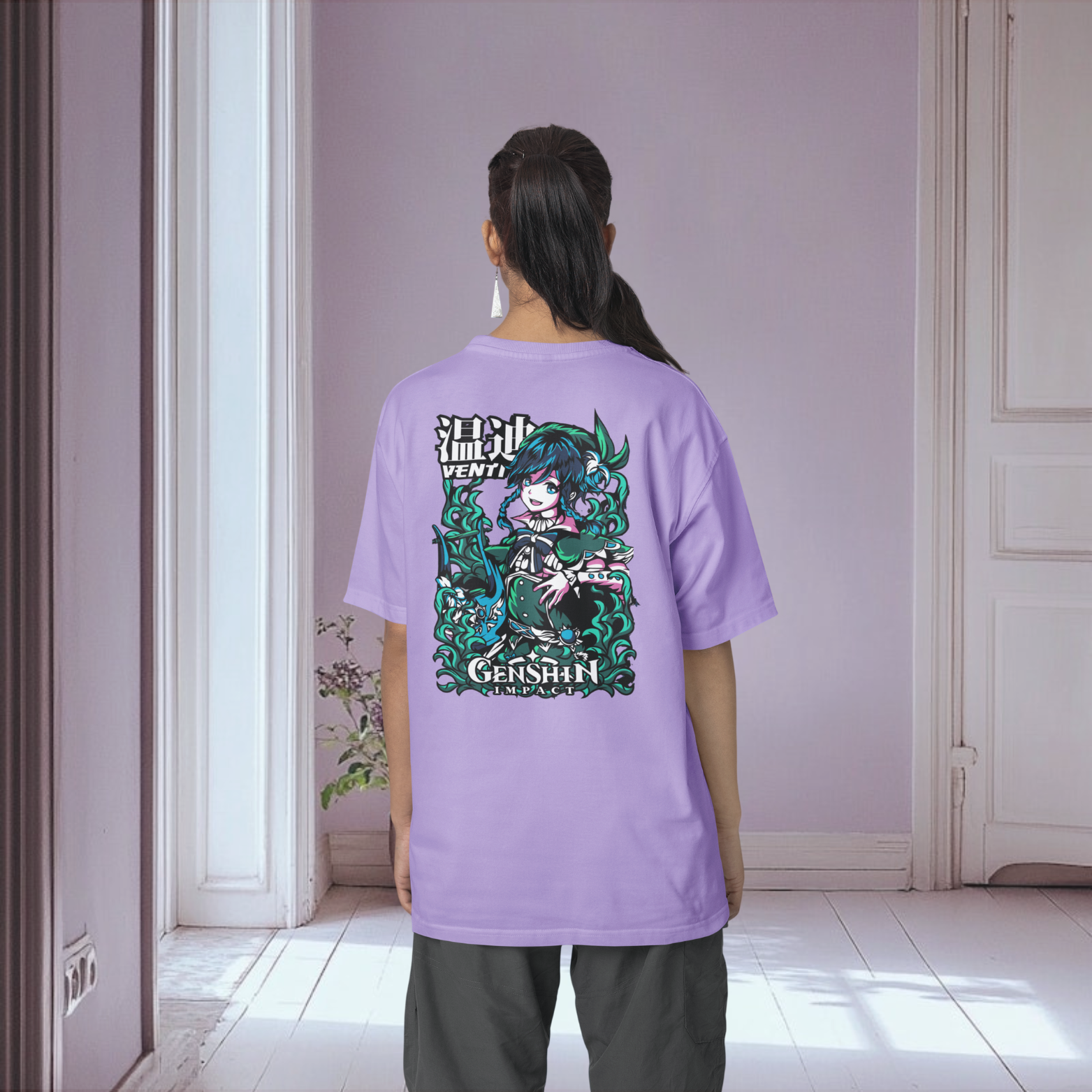 Women Venti-ex-transformed graphic back printed oversized Tee