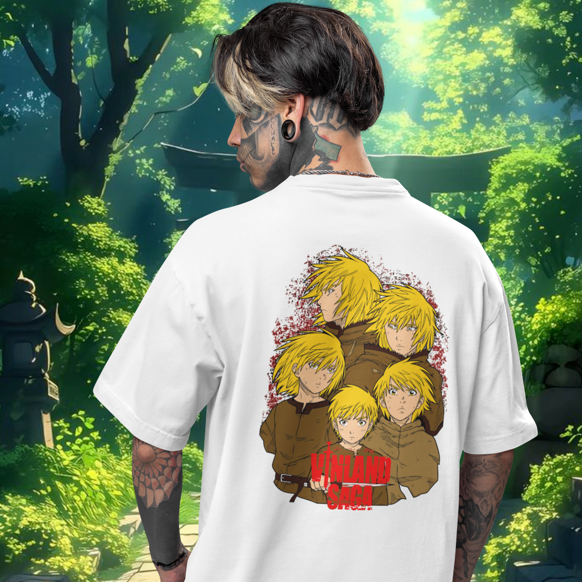 Men Vinland Saga graphic back printed Tee