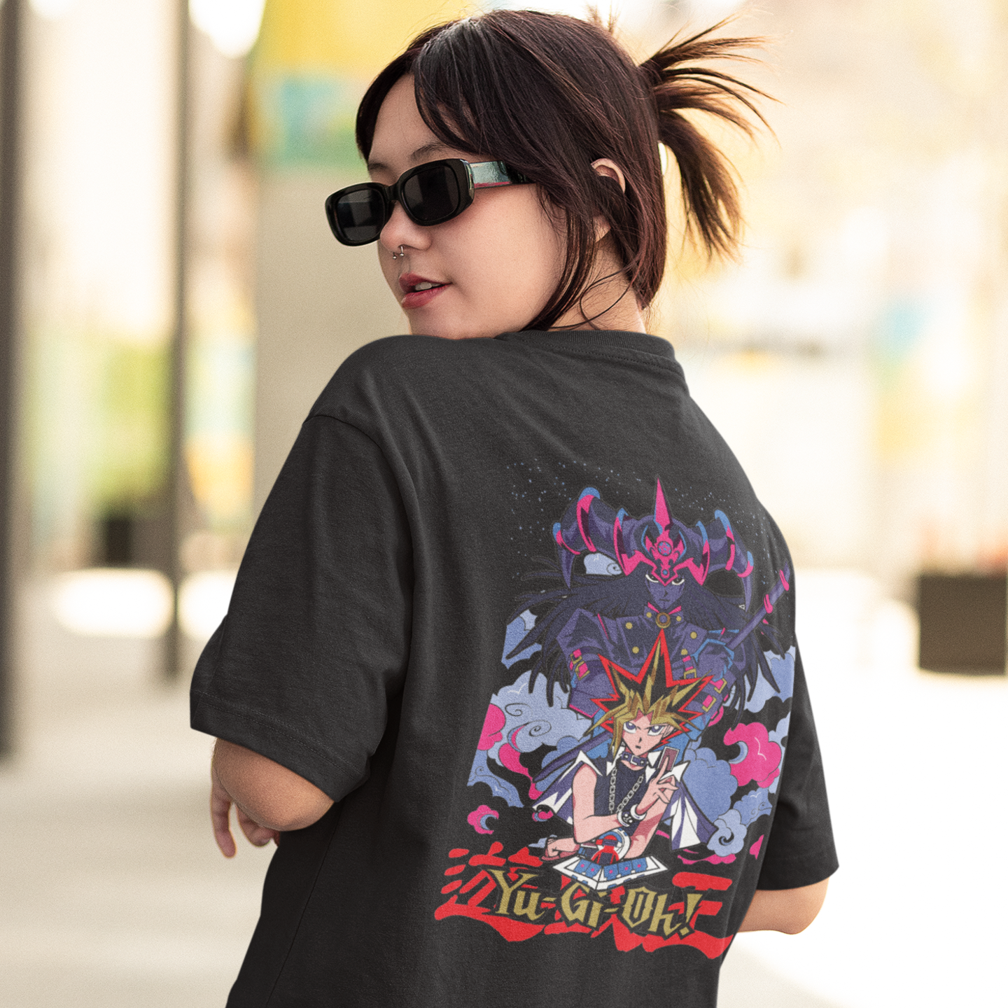 Women Yuugi-oh graphic back printed oversized Tee