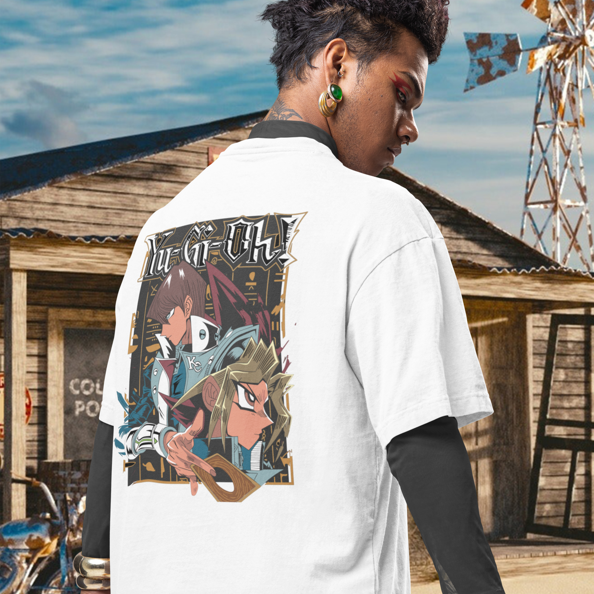 Men Seto Kaiba Graphic back printed oversized Tee