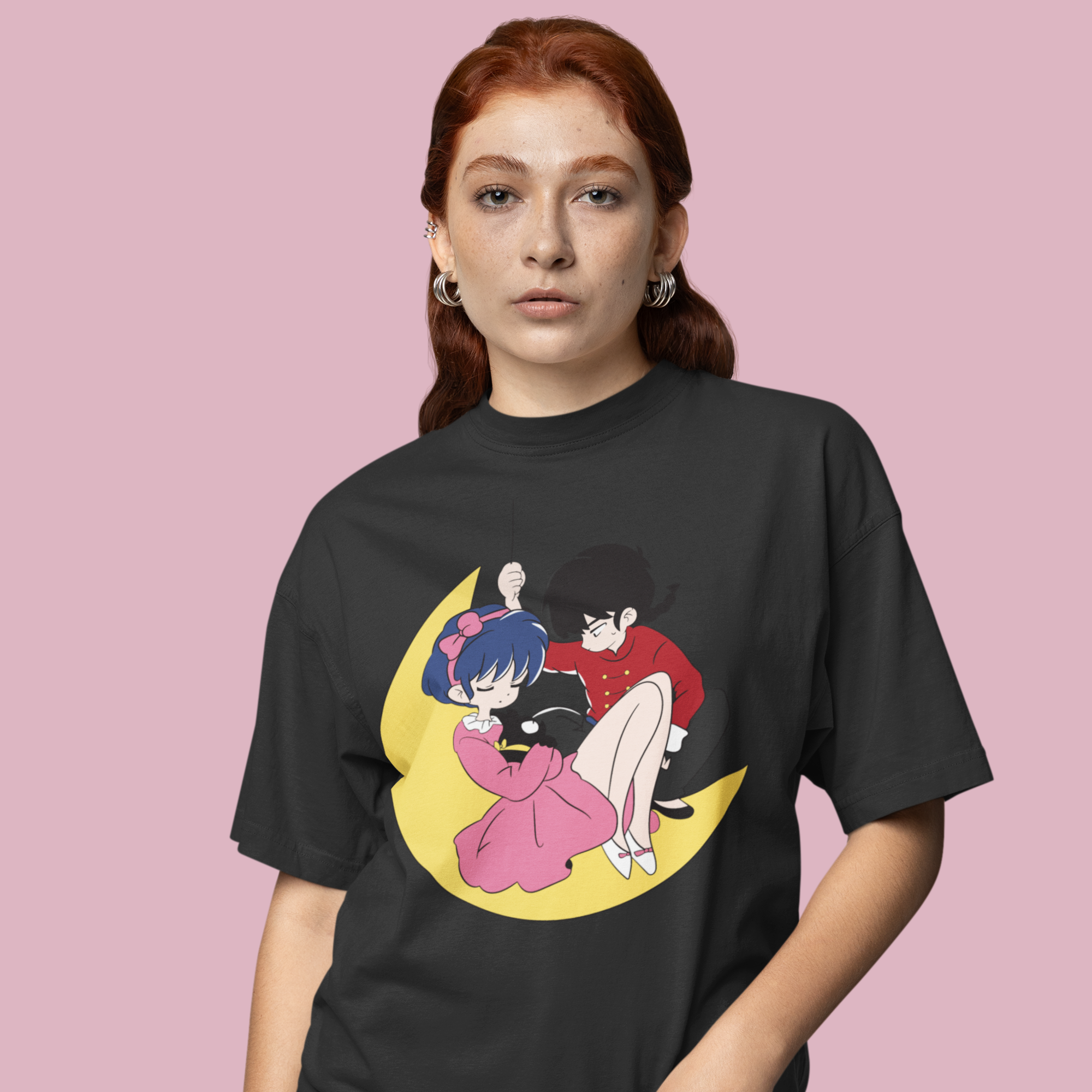 Women Ranma manga series graphic printed oversized Tee