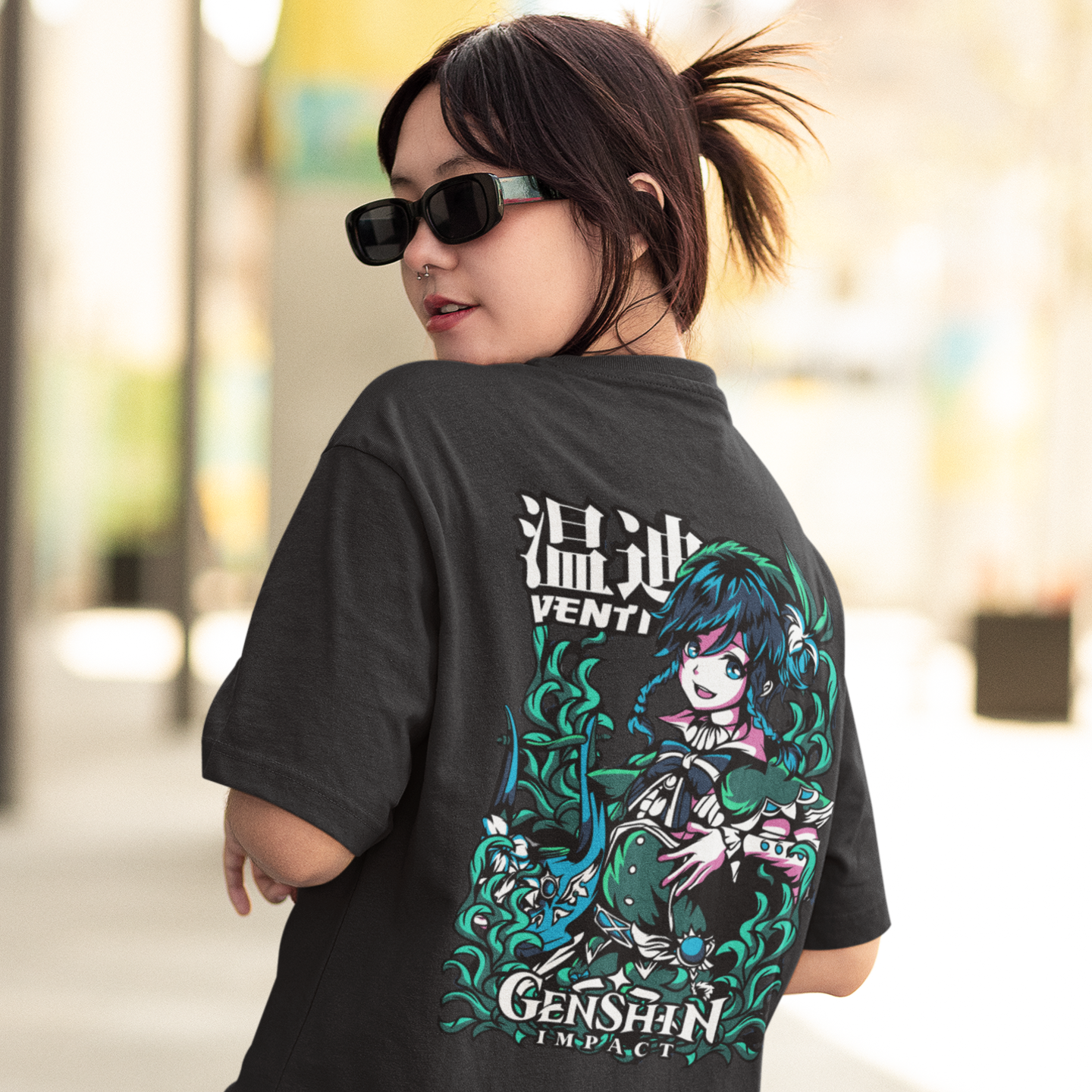 Women Venti-ex-transformed graphic back printed oversized Tee