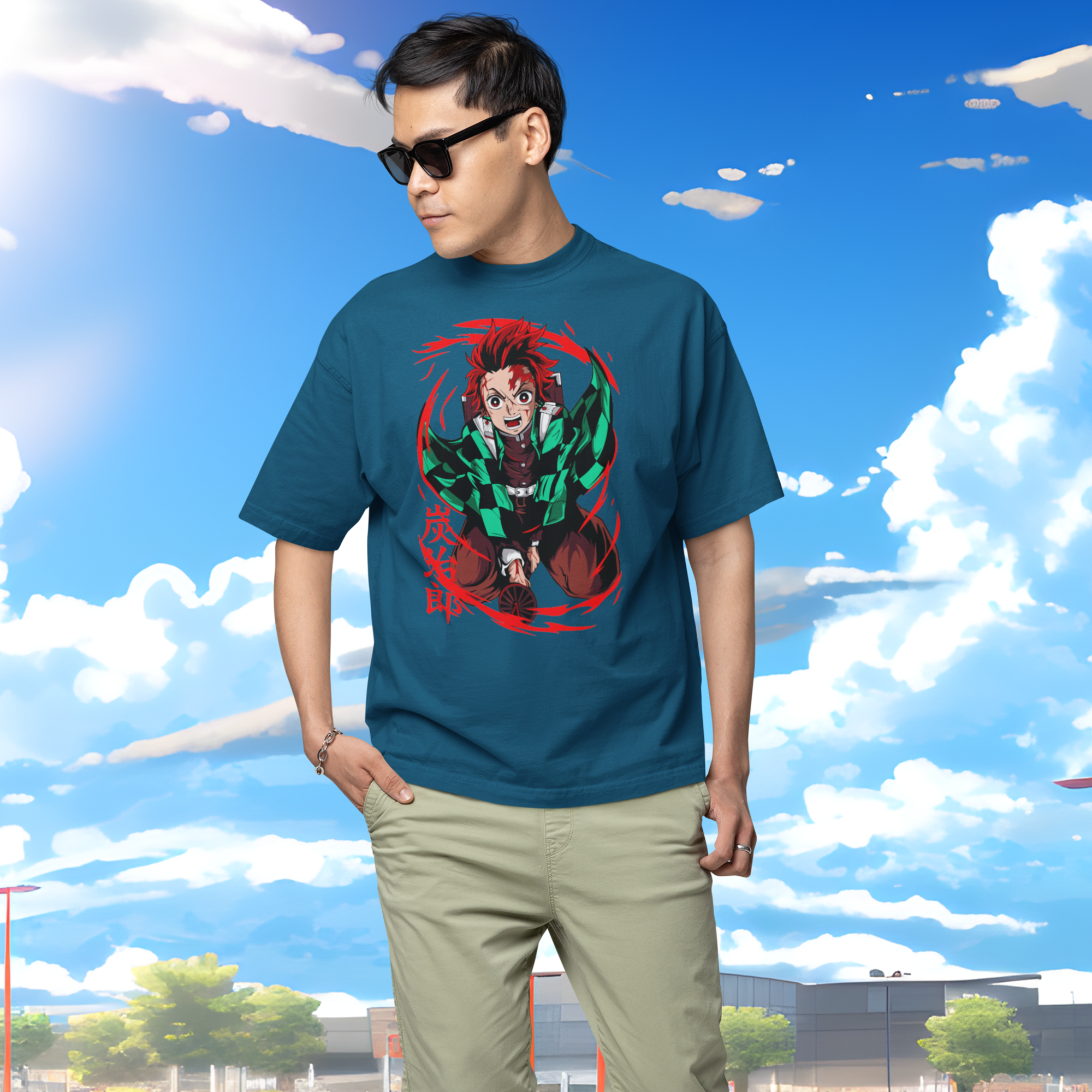 Anime epic printed Oversized crew neck Tee For Men