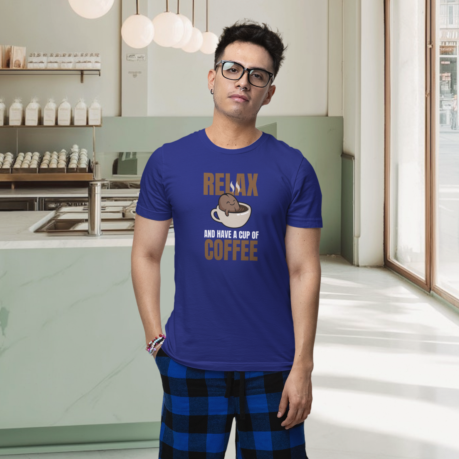 Men coffee lover graphic printed round neck T-Shirt