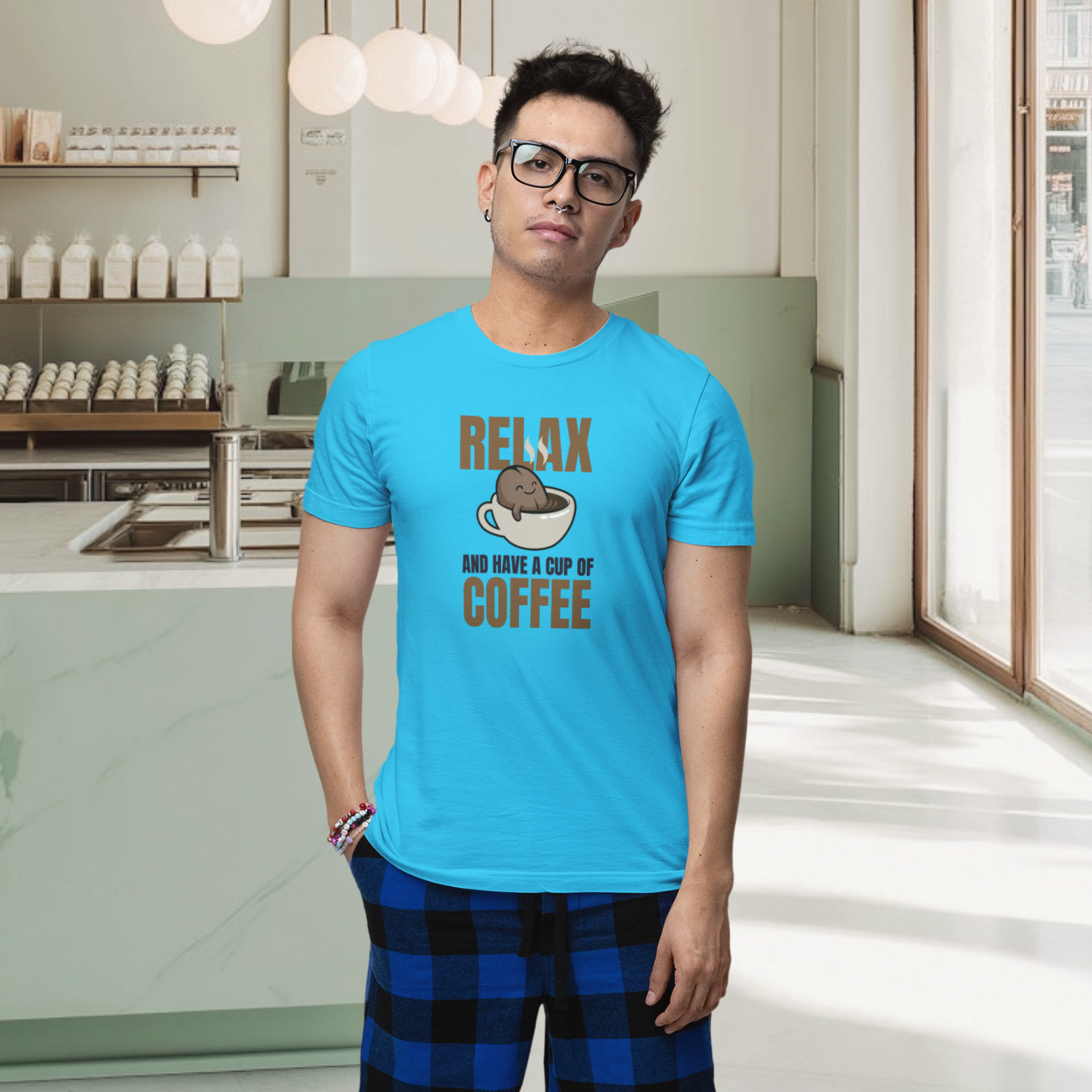 Men coffee lover graphic printed round neck T-Shirt