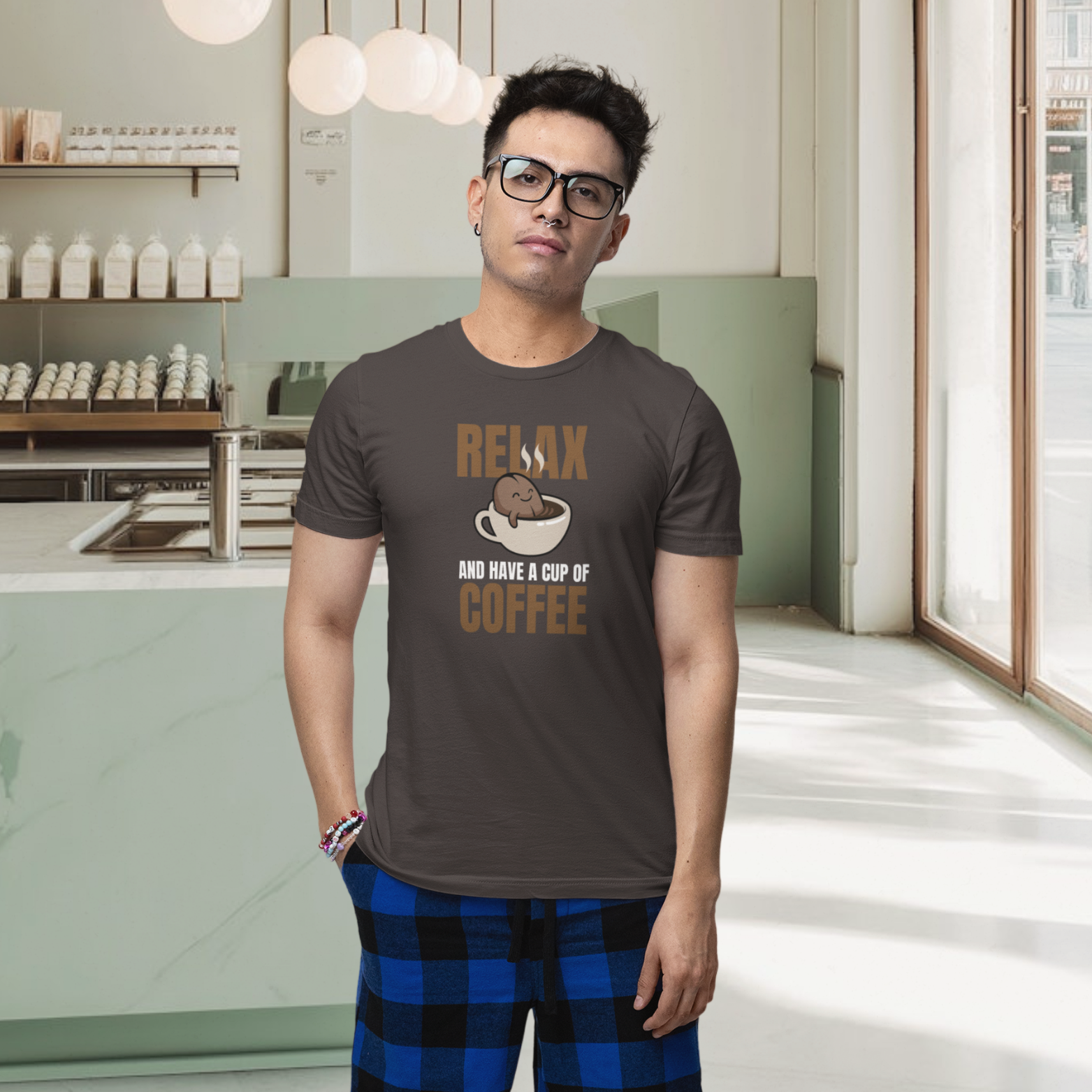 Men coffee lover graphic printed round neck T-Shirt