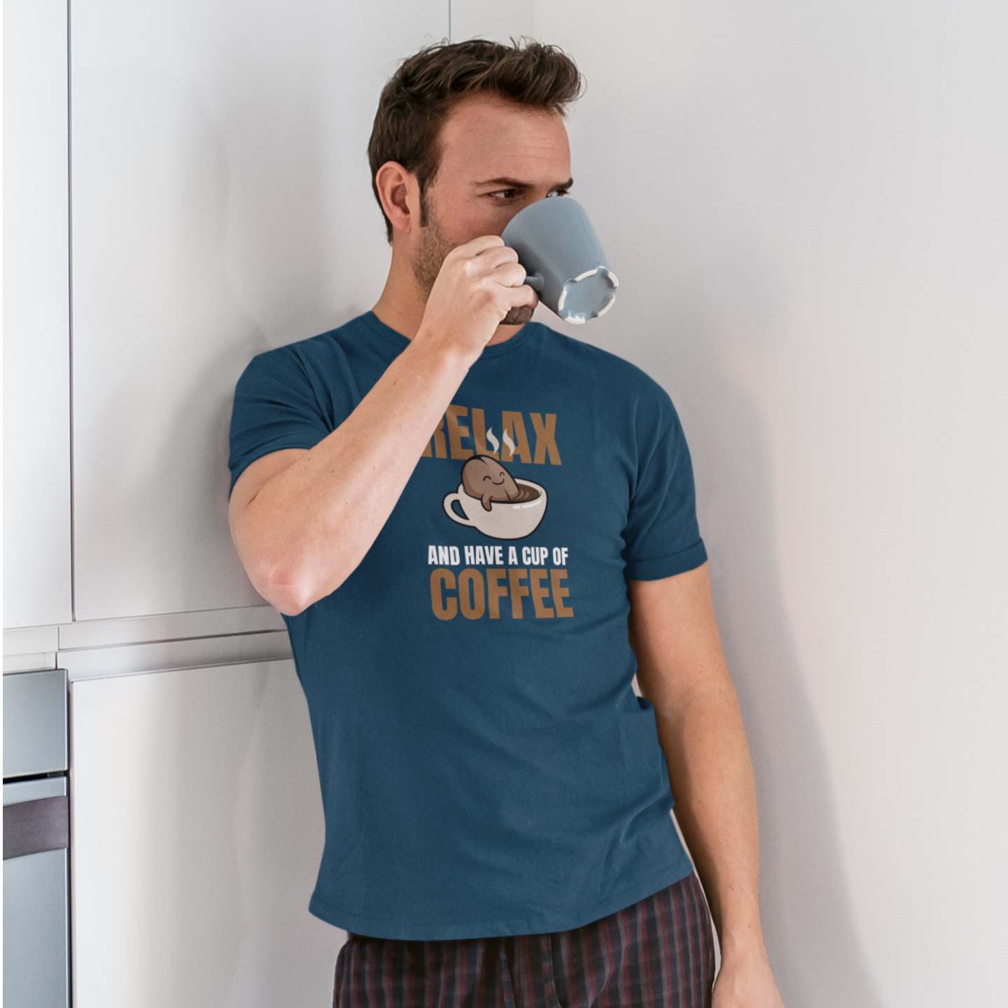 Men coffee lover graphic printed round neck T-Shirt